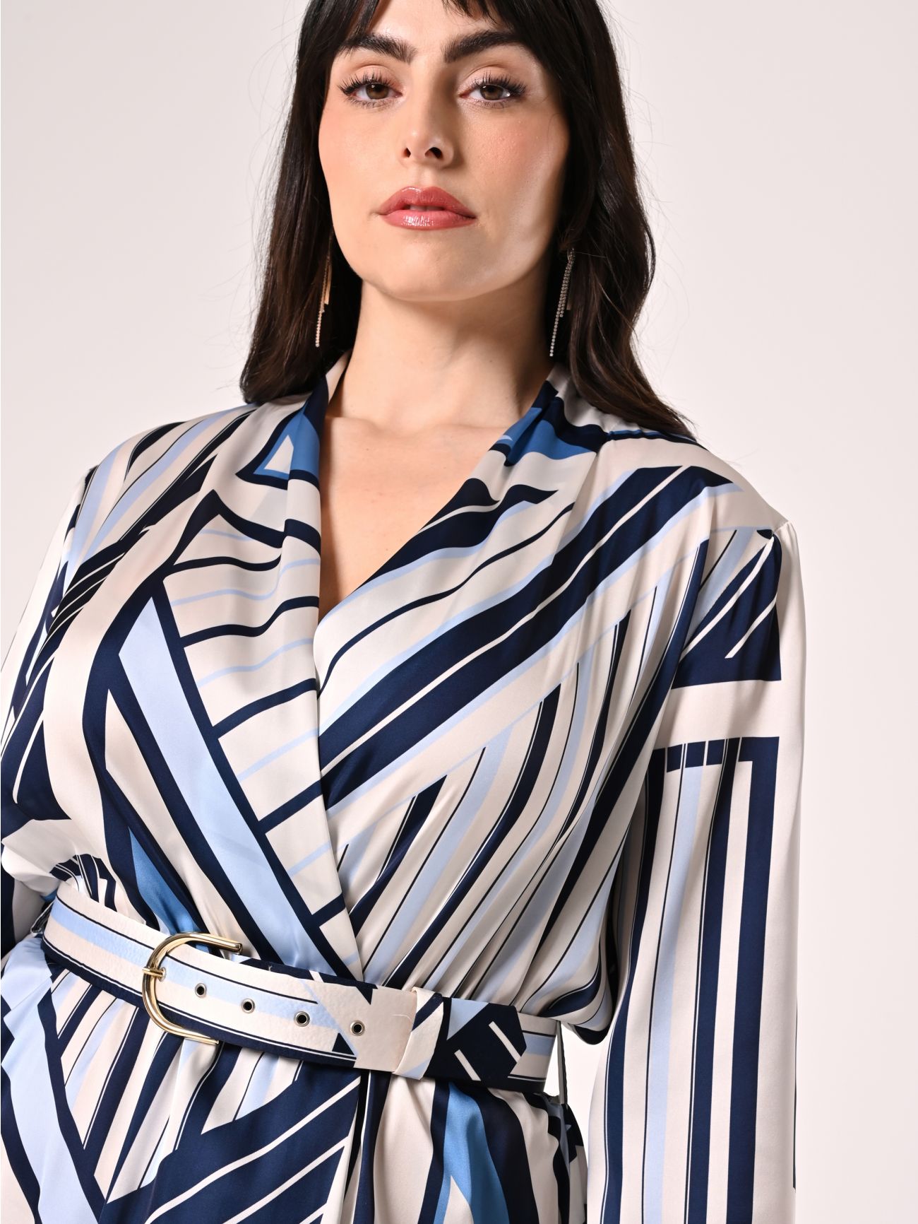 Blue Striped Curvy Dress in_i5