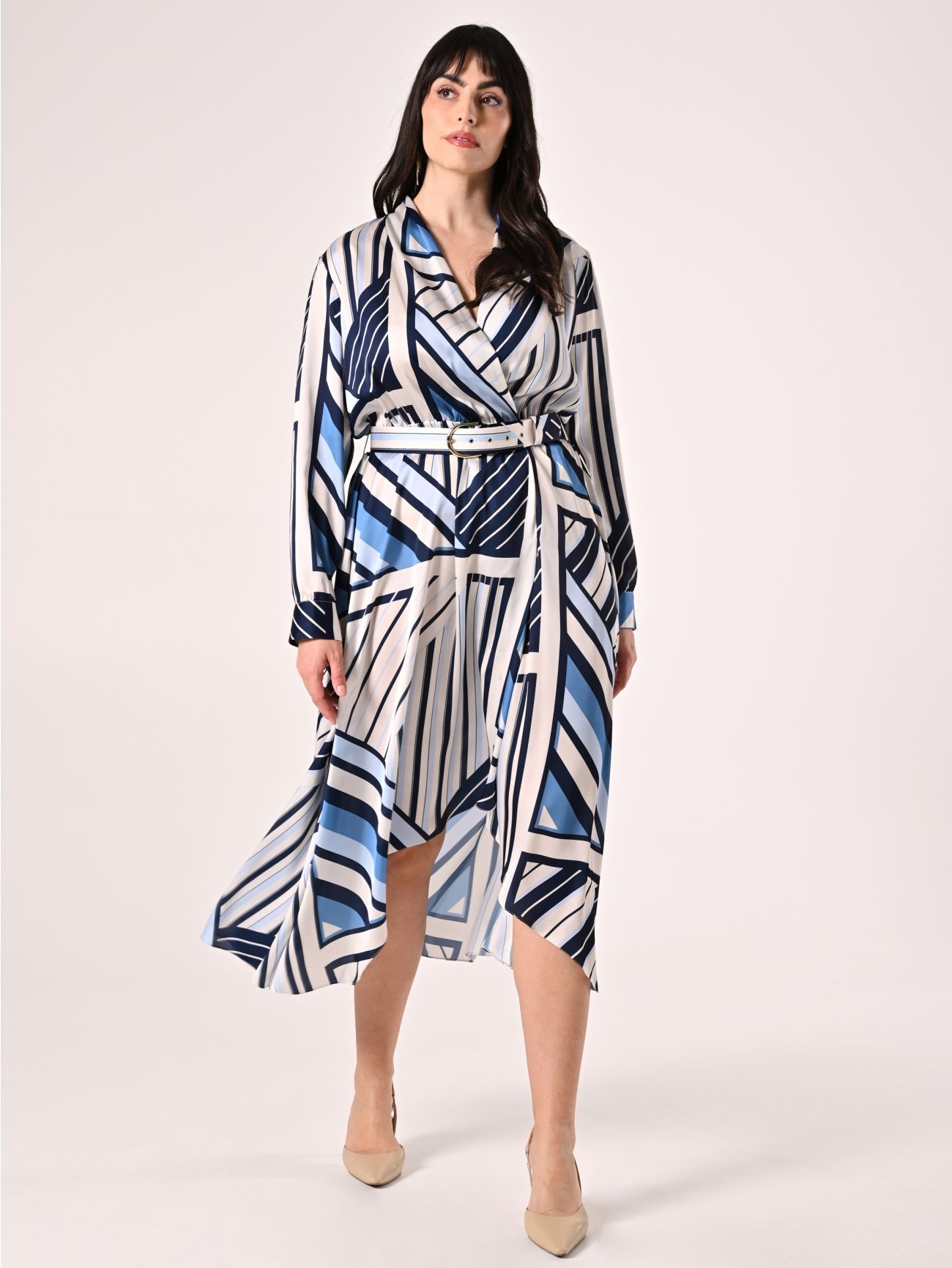 Blue Striped Curvy Dress in_i7