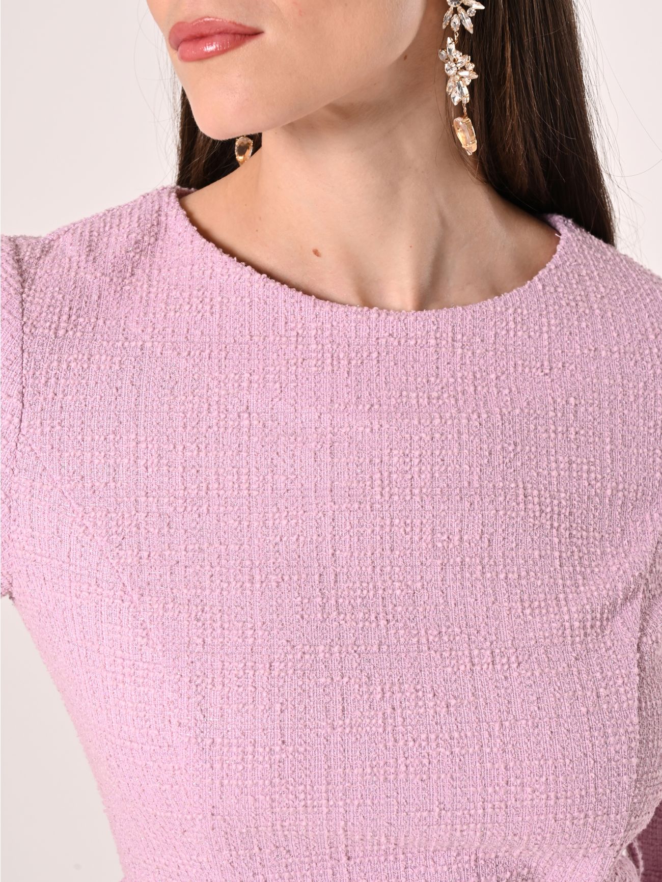 Vestido de tubo en tweed rosa in_i5