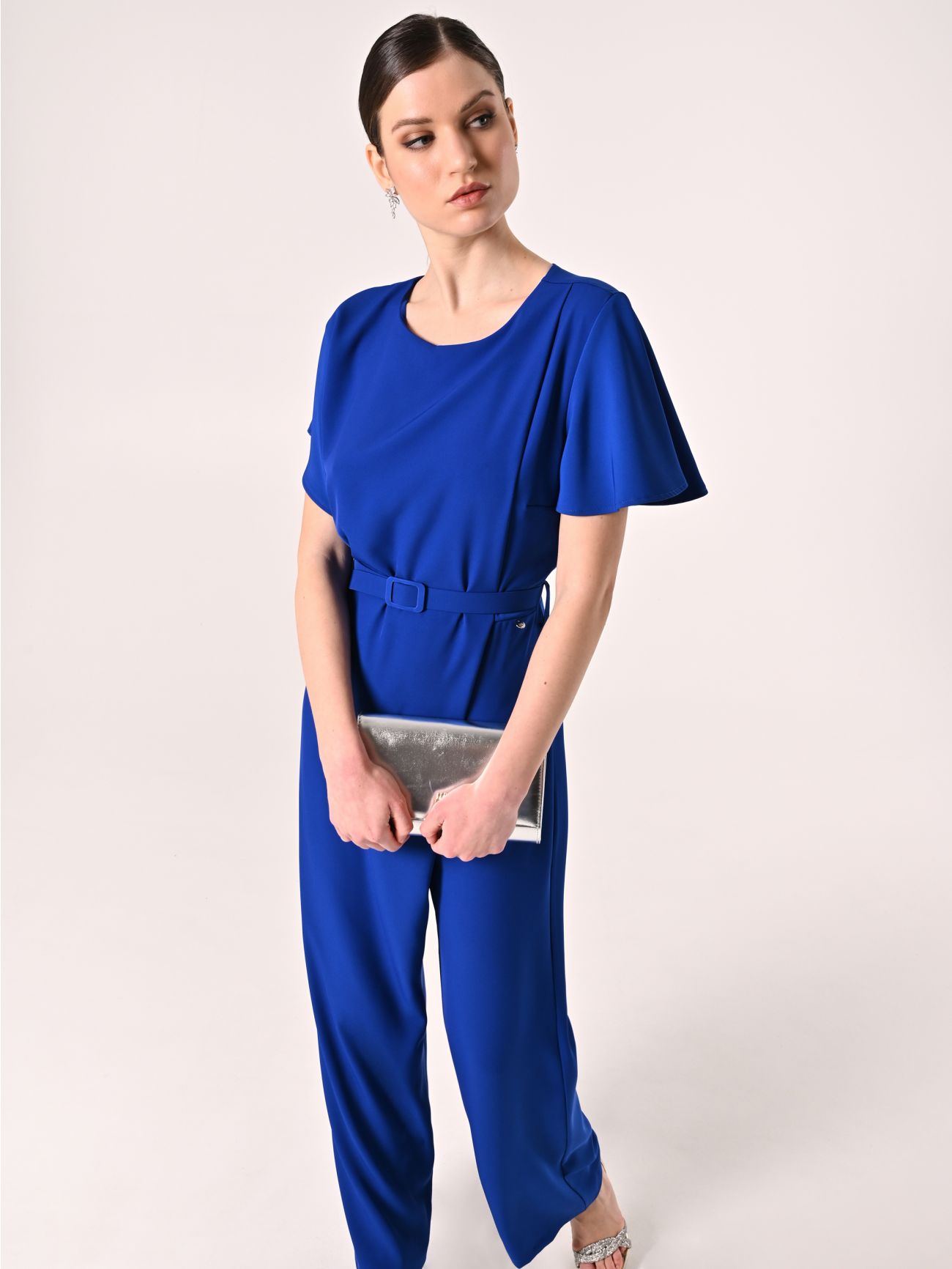China Blue Jumpsuit with Covered Belt  Rinascimento
