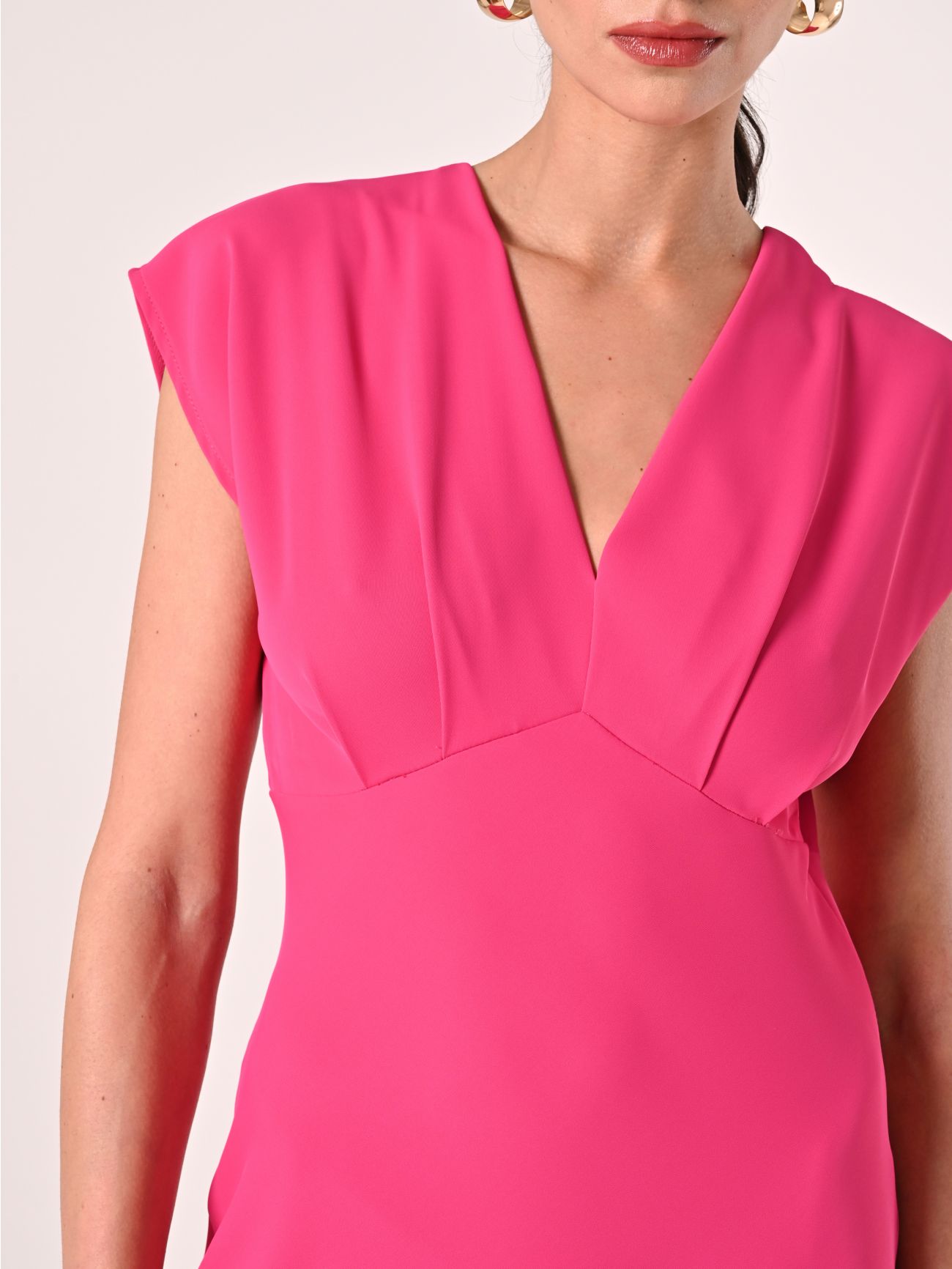 Robe midi fuchsia en satin in_i5