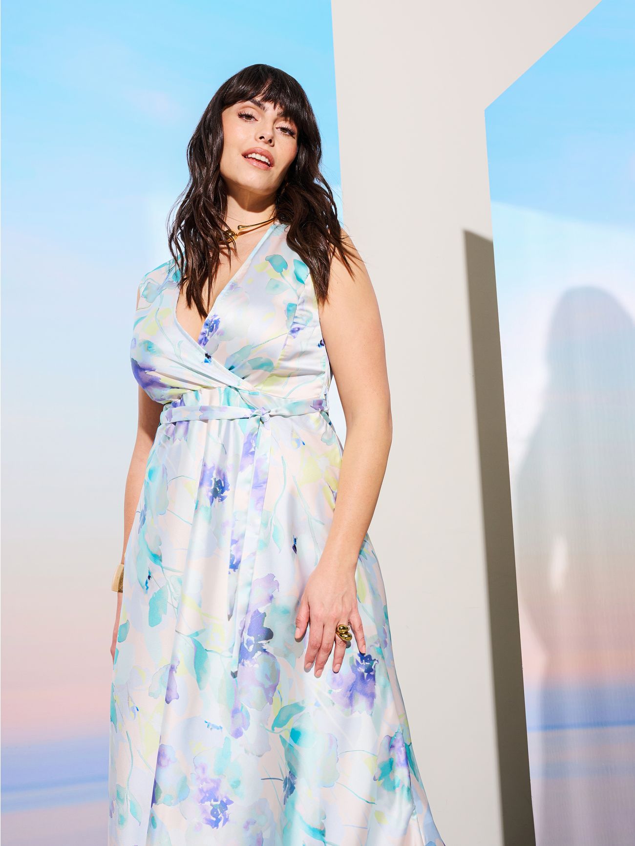 Curvy Long Floral-print Dress  Rinascimento