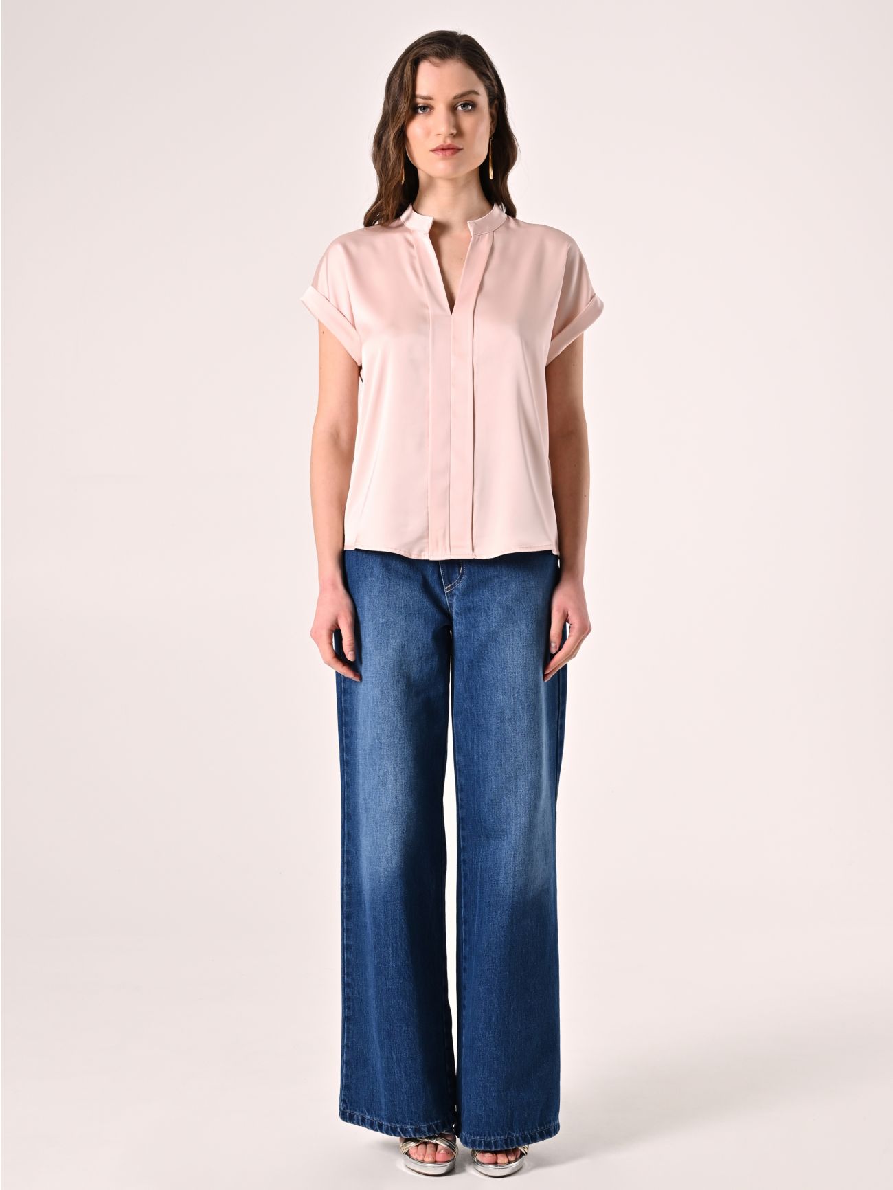 Blusa con Collo alla Coreana Rosa det_1