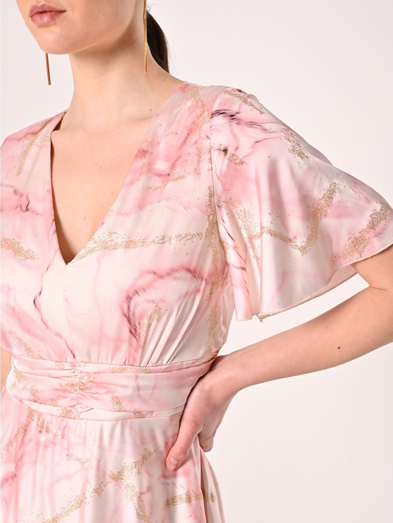 Abito Lungo stampa Marble Glitter Rosa in_i5