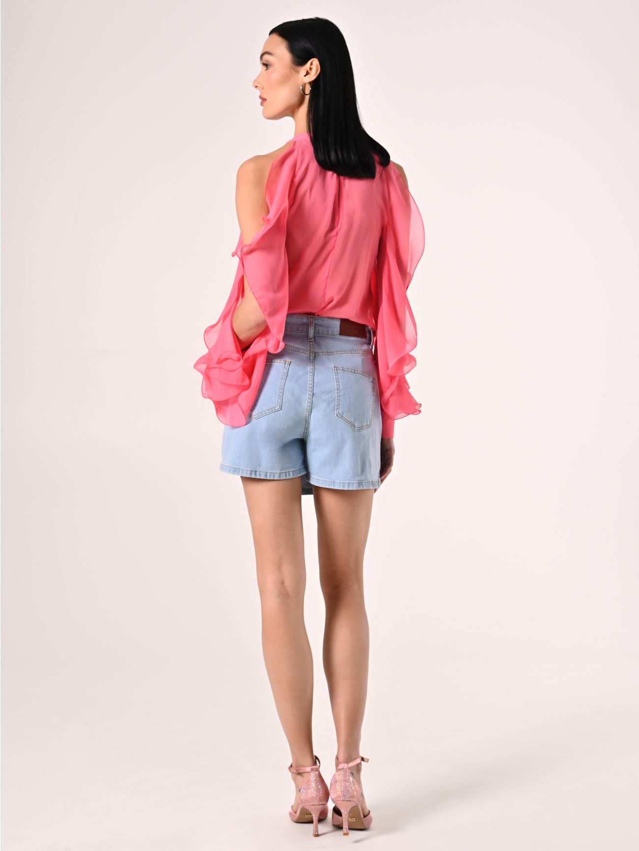 Skort en denim de lavado claro det_3