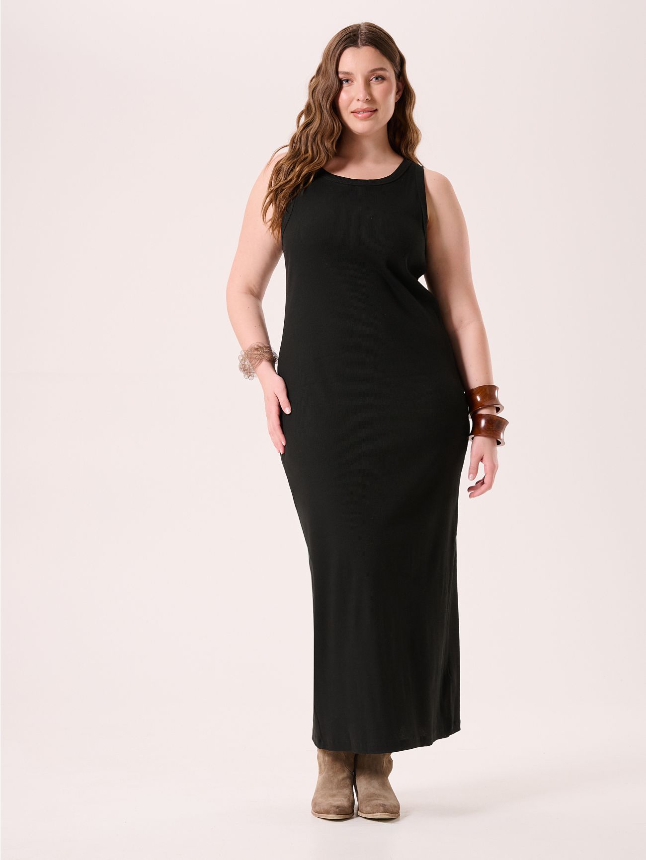 Abito Curvy in Cotone a Costine Nero in_i7