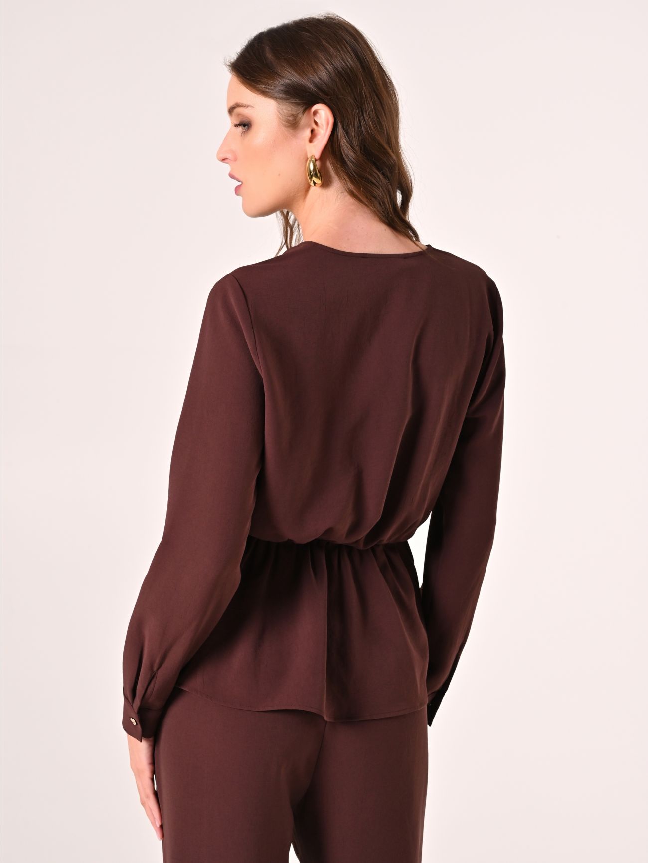 Blusa Marrone Cioccolato effetto Goffrato det_3