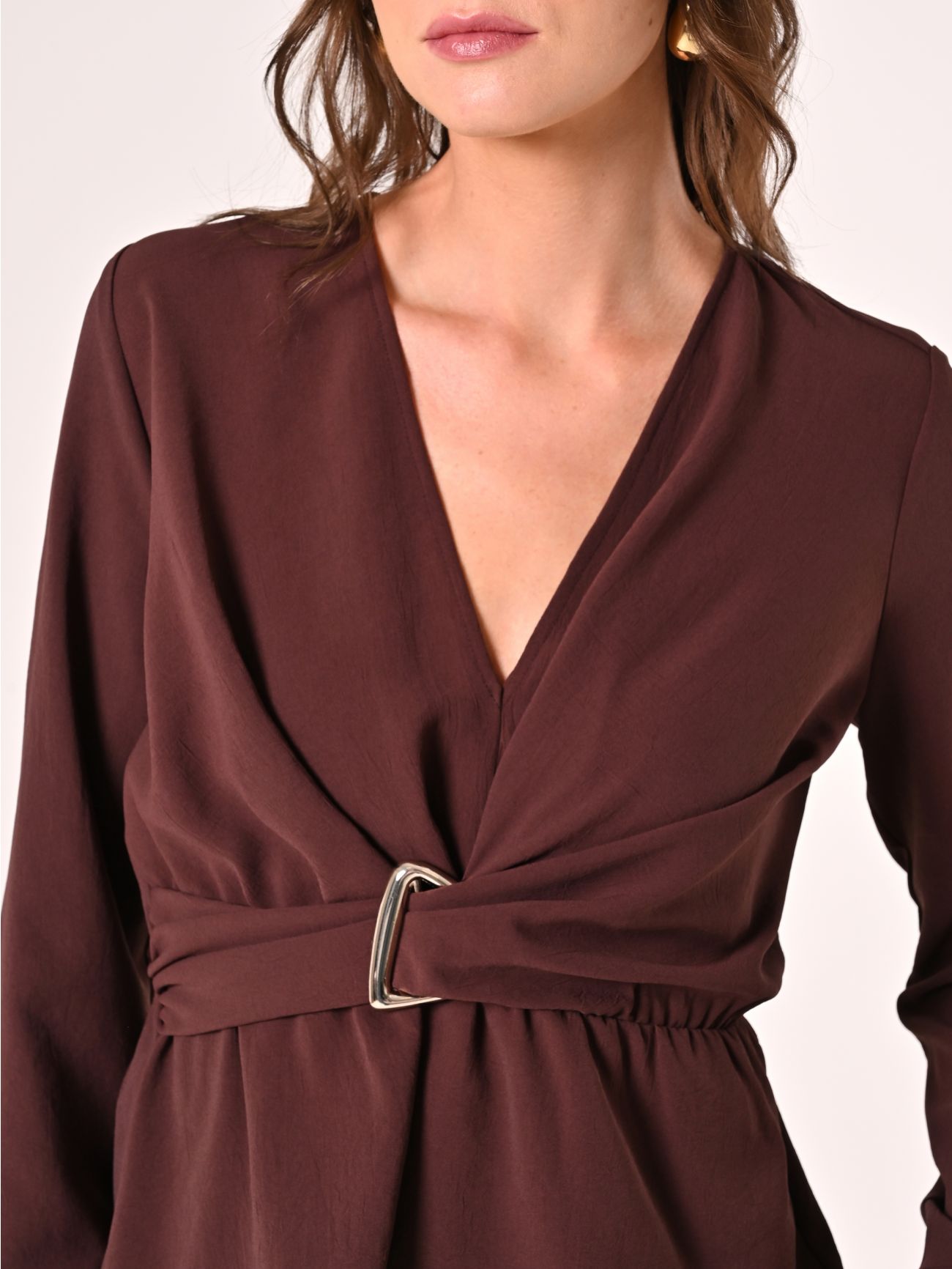 Blusa Marrone Cioccolato effetto Goffrato in_i5