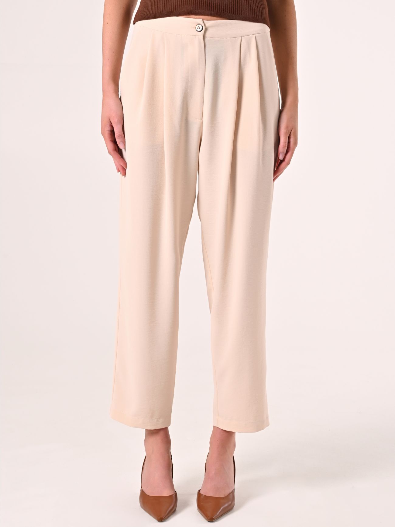 Textured Beige Trousers det_2