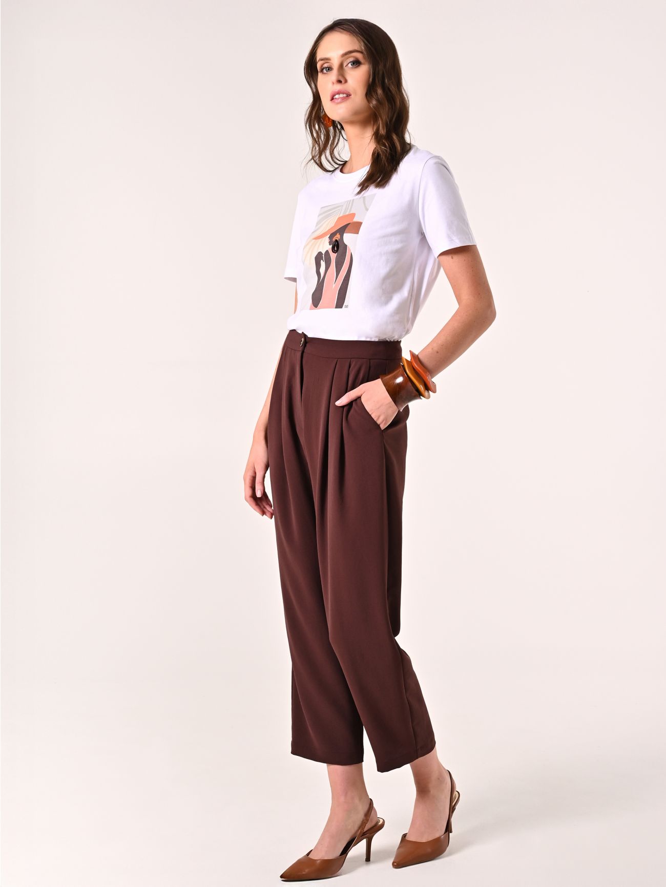 Textured Chocolate Trousers in_i7