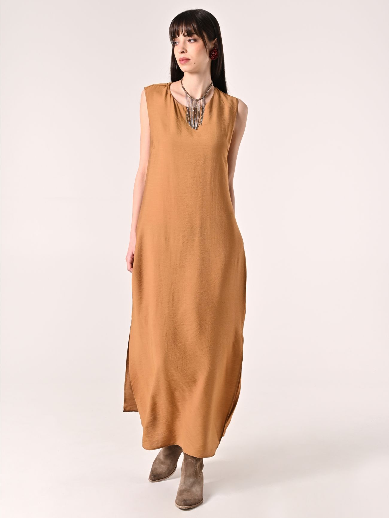 Vestido de viscosa camel in_i7