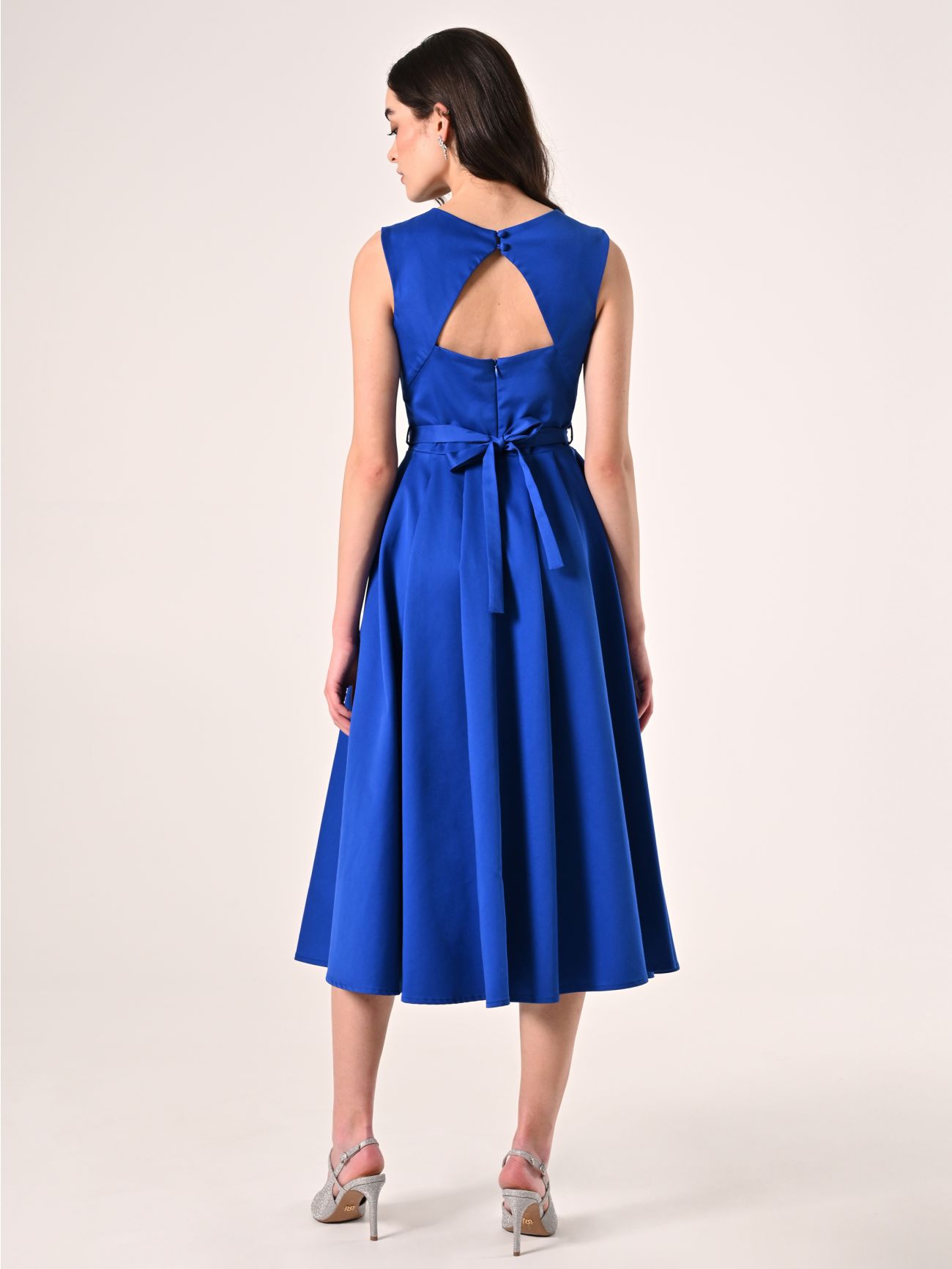 Abito Midi in Misto Cotone Blu Cina det_3