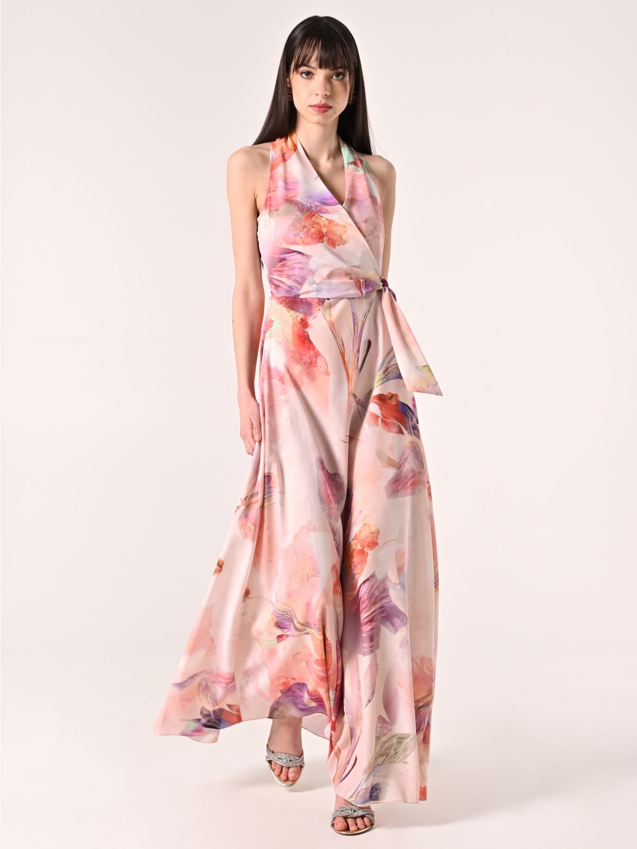 Robe longue à imprimé abstrait multicolore in_i7