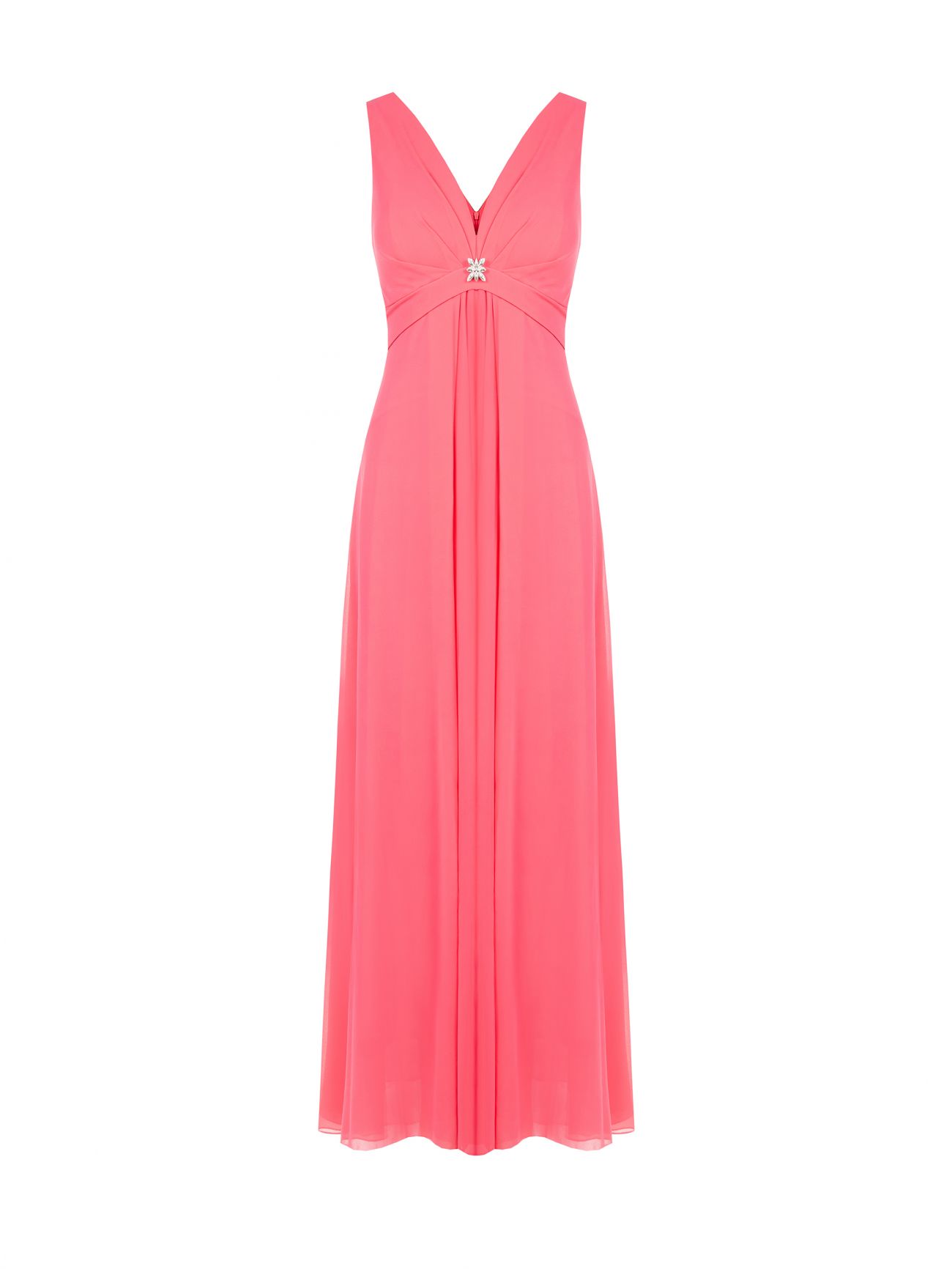 Georgette-Kleid im Empire-Schnitt in Kamelienrosa det_4