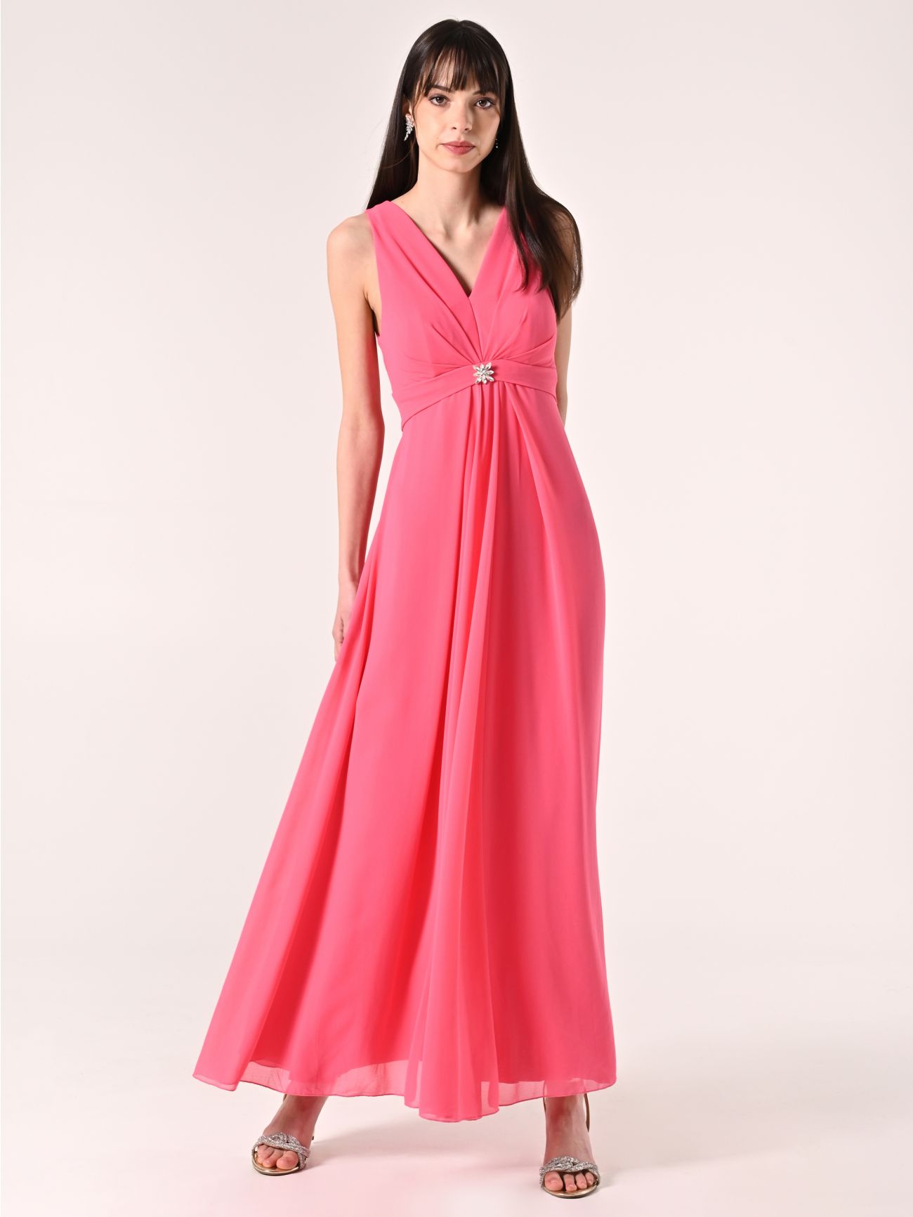 Georgette-Kleid im Empire-Schnitt in Kamelienrosa in_i7
