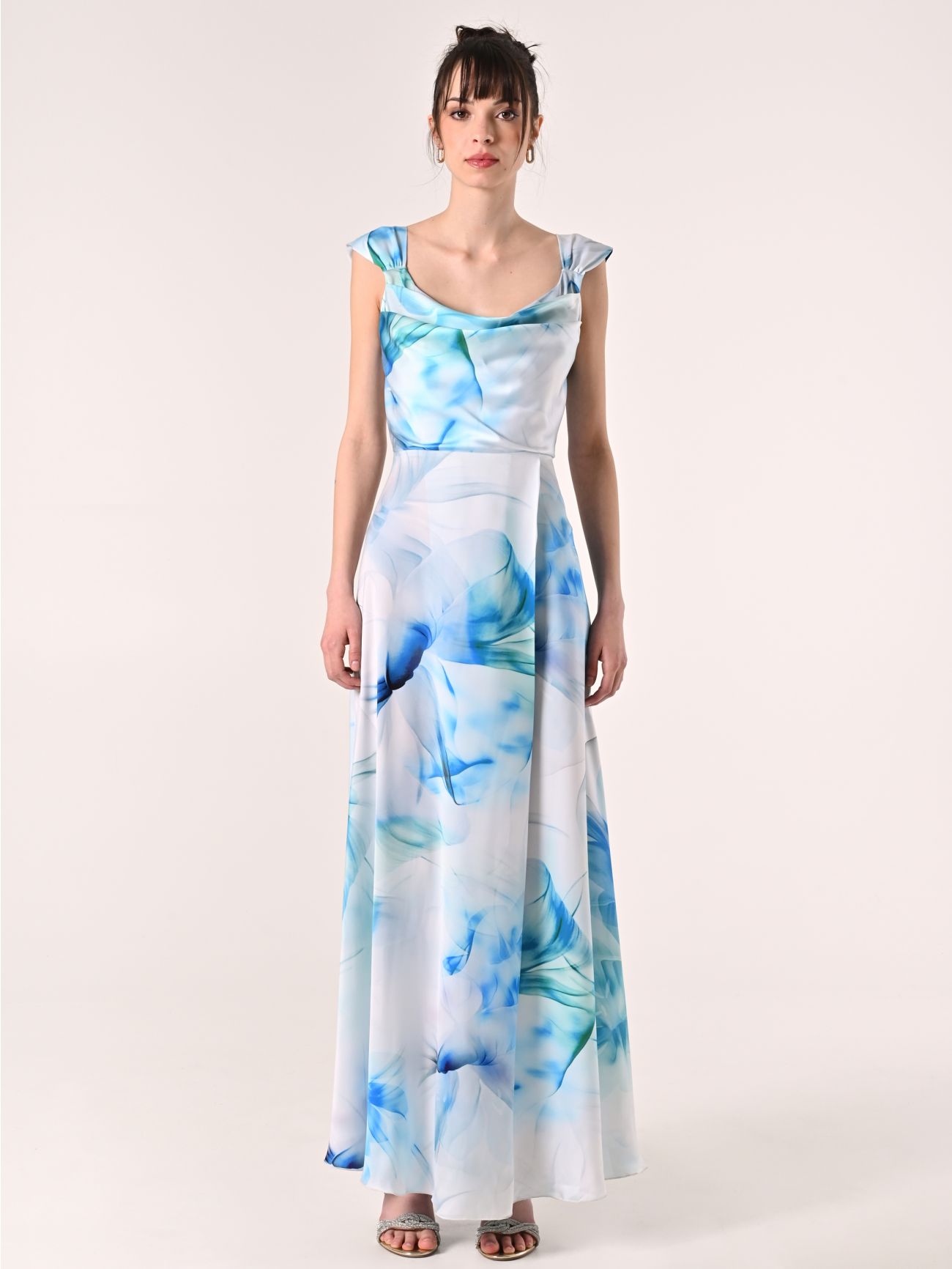 Robe imprimé fleuri à lacets bustier det_1