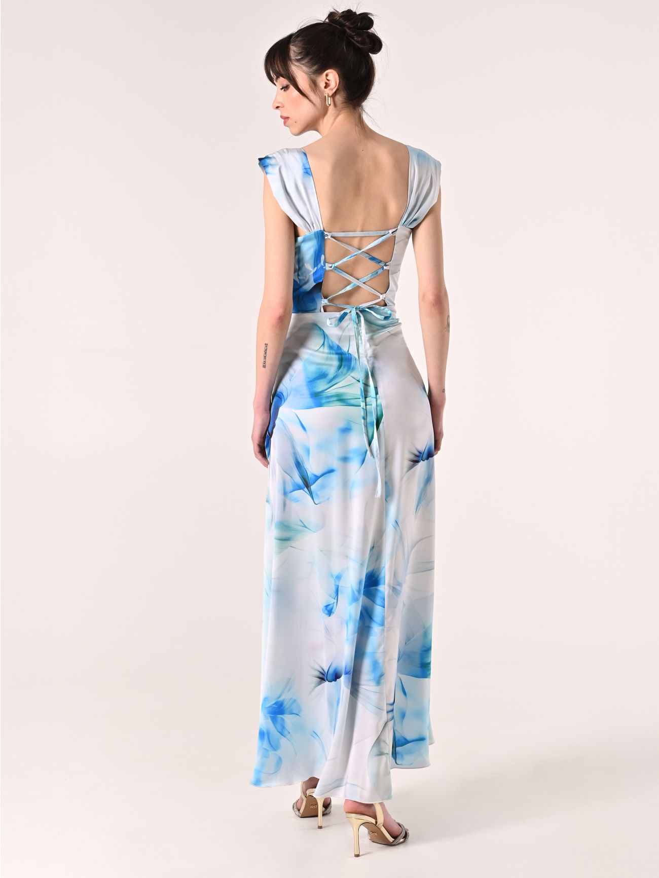 Robe imprimé fleuri à lacets bustier det_3