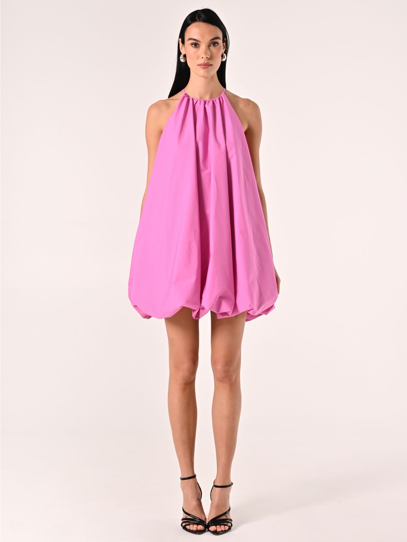 Vestido balloon de algodón rosa chicle det_1