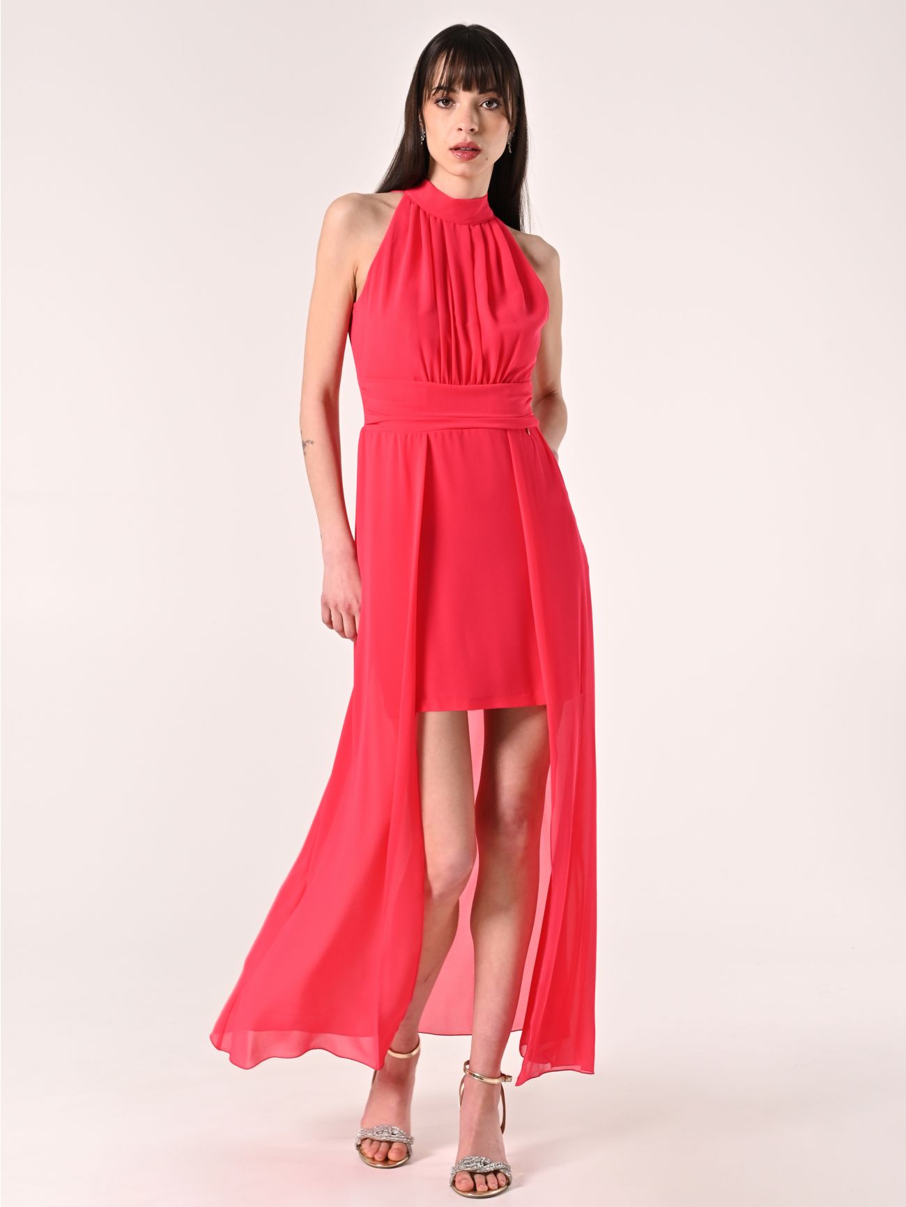 Vestido high-low fucsia in_i7