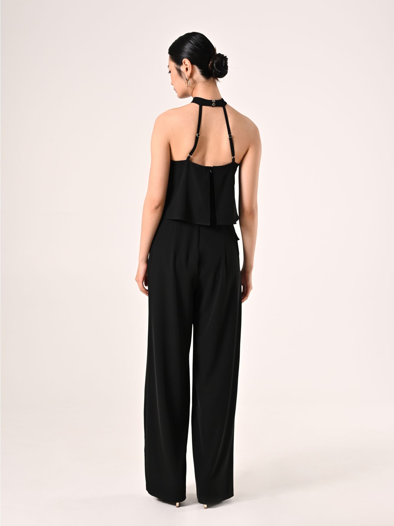 Black Flouncy Jumpsuit with Jewel Detail det_3