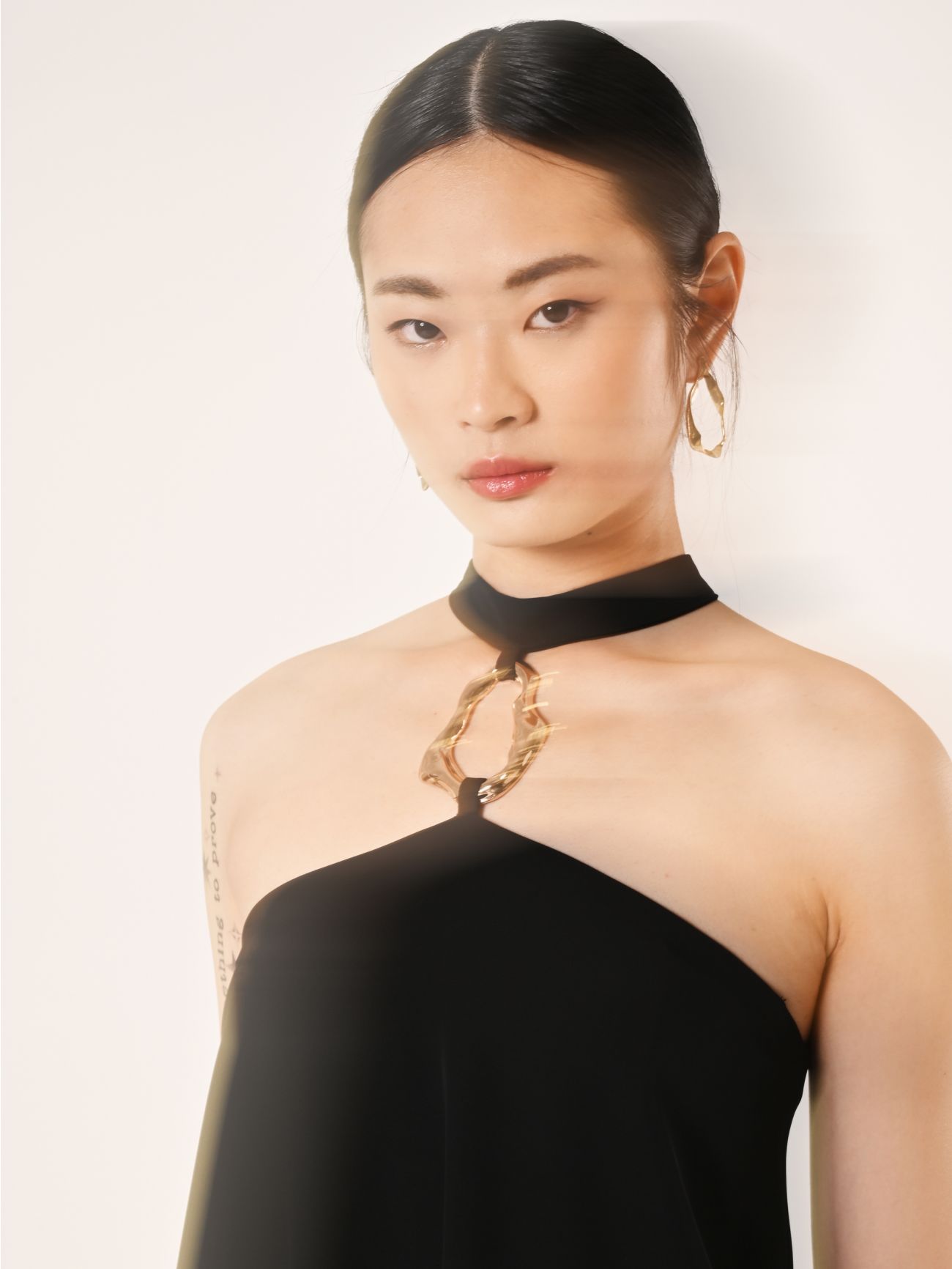 Black Flouncy Jumpsuit with Jewel Detail in_i5