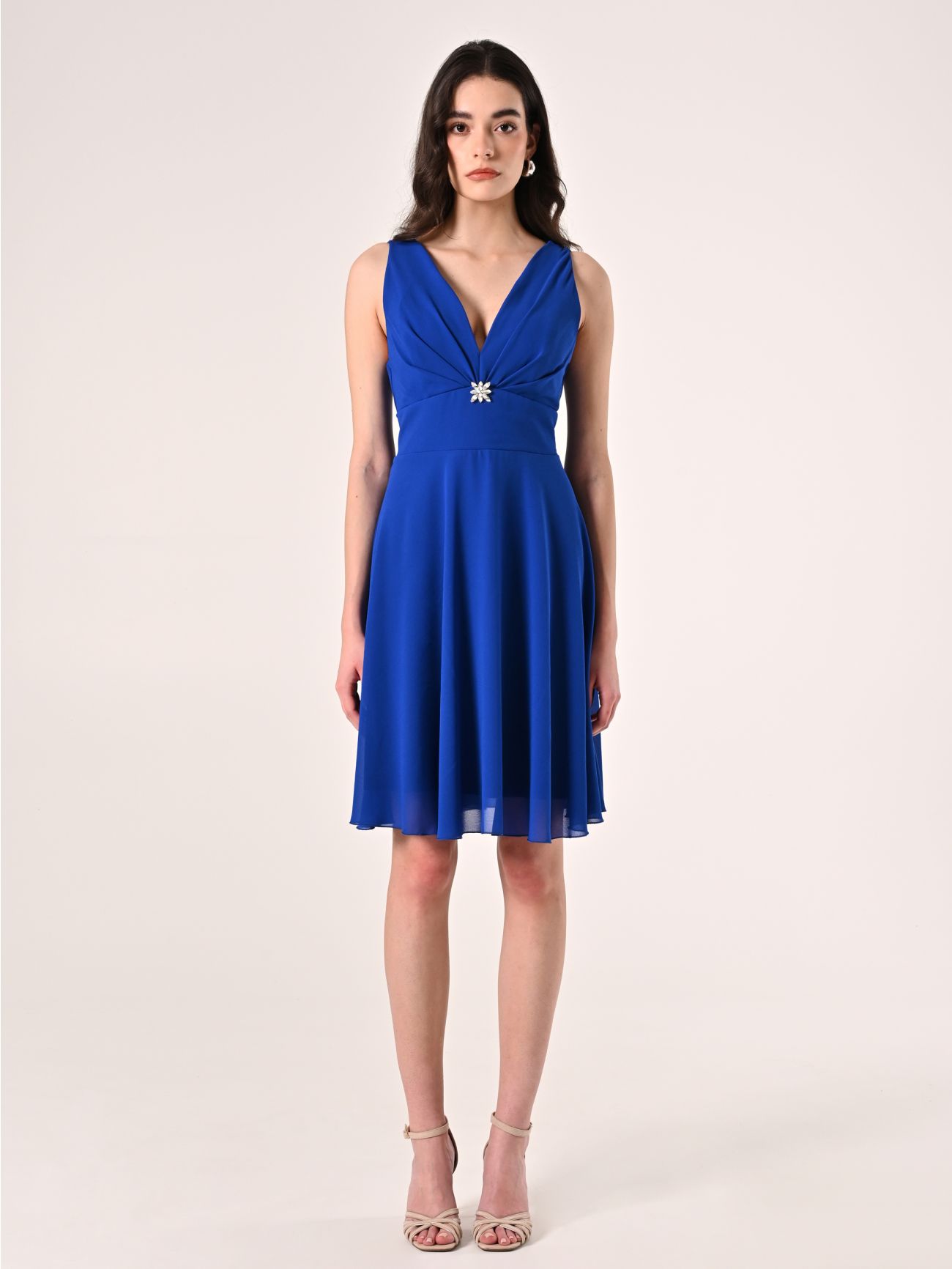 Kleid in Chinablau aus Georgette-Kreppstoff det_1