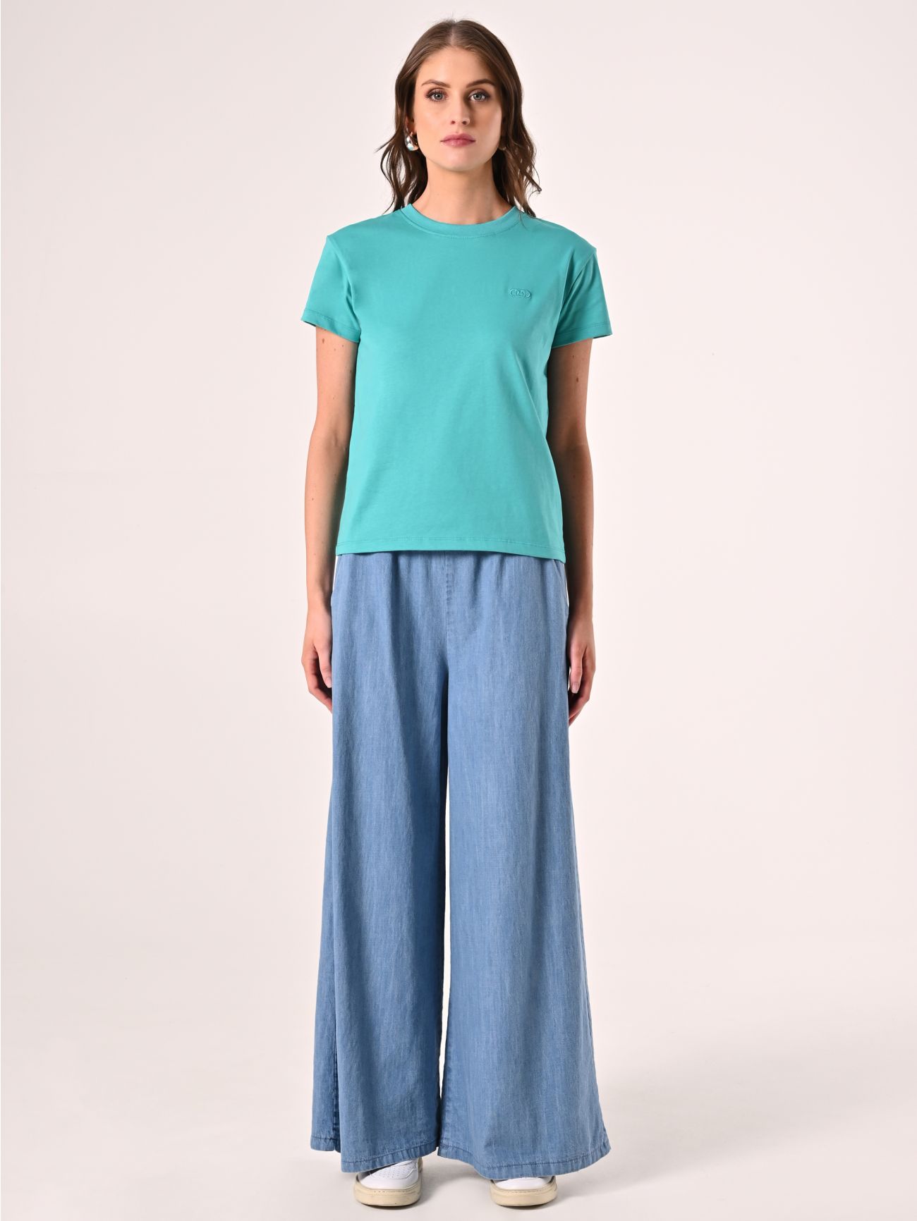 T-Shirt in Cotone Verde Acqua det_1