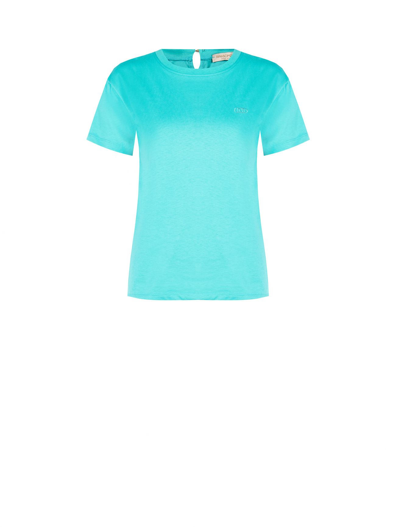 T-Shirt in Cotone Verde Acqua det_4