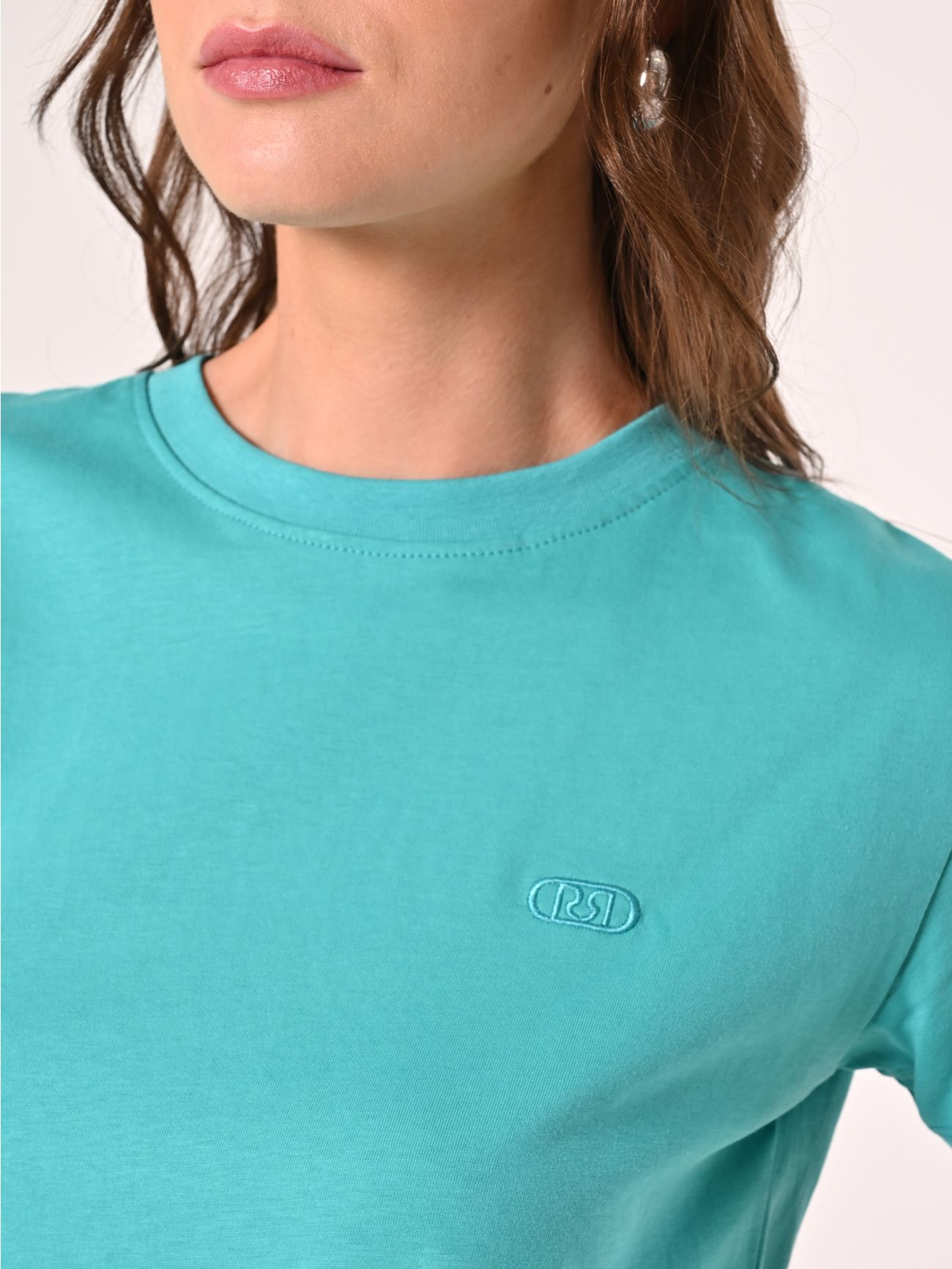 T-Shirt in Cotone Verde Acqua in_i5