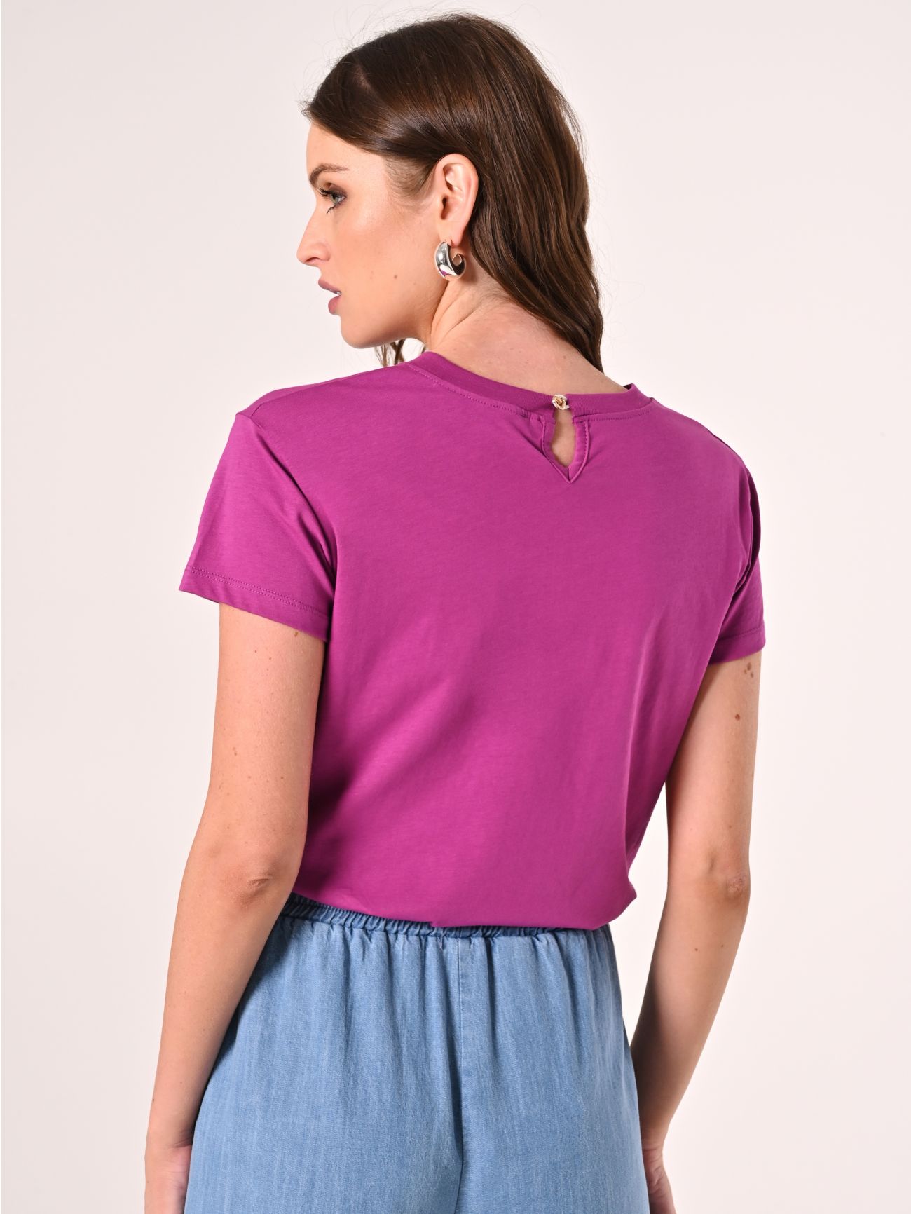 T-Shirt in Cotone Viola Iris det_3