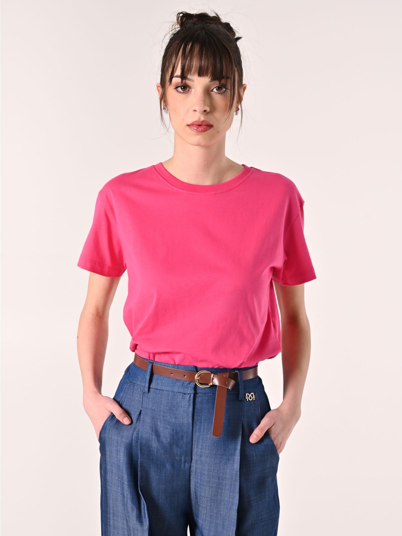 Bawełniany T-shirt fuksja in_i7