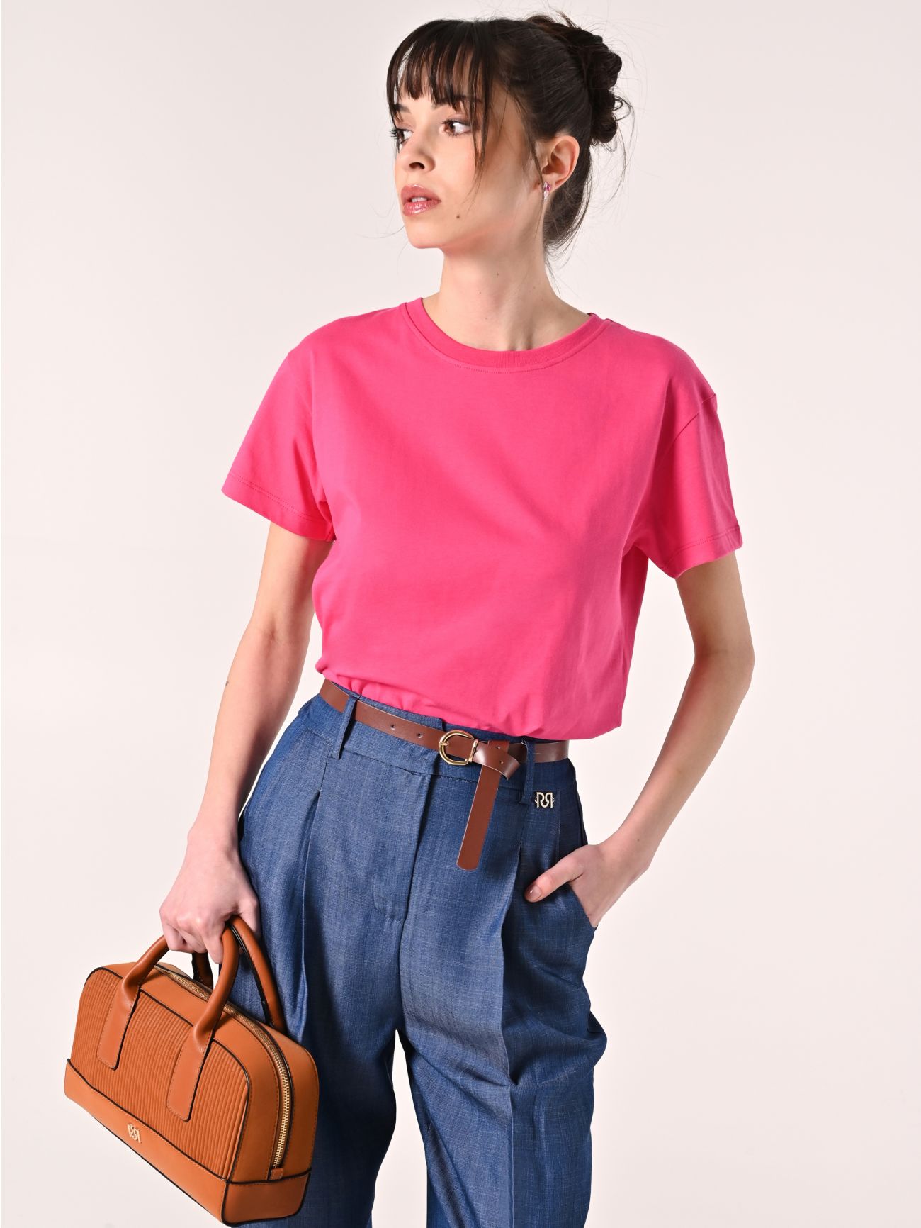 T-Shirt in Cotone Fuxia  Rinascimento