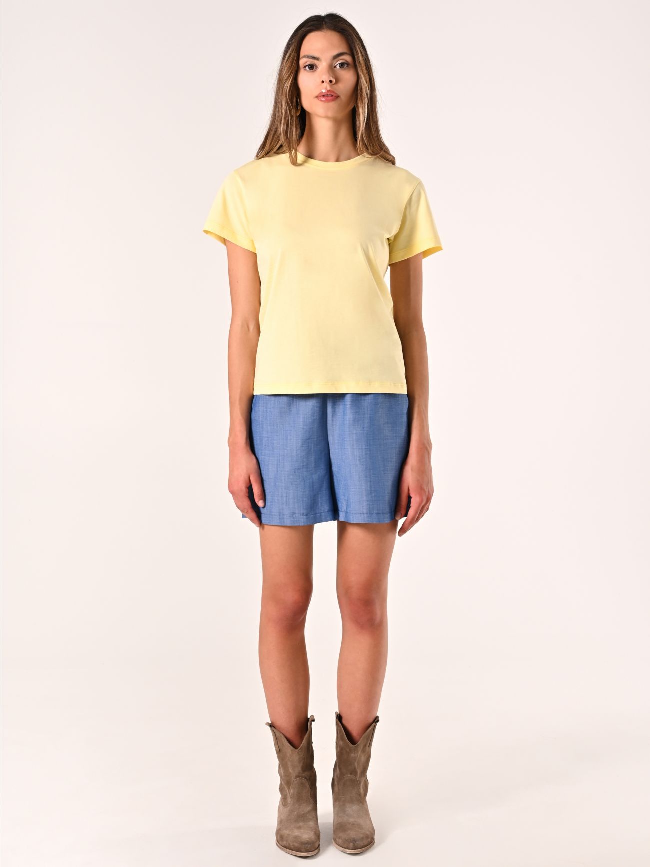 T-Shirt in Cotone Giallo Chiaro det_1