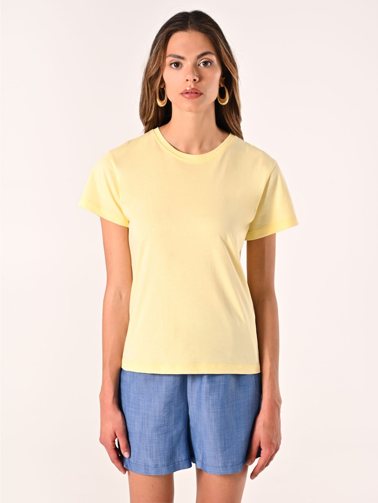 T-Shirt in Cotone Giallo Chiaro det_2