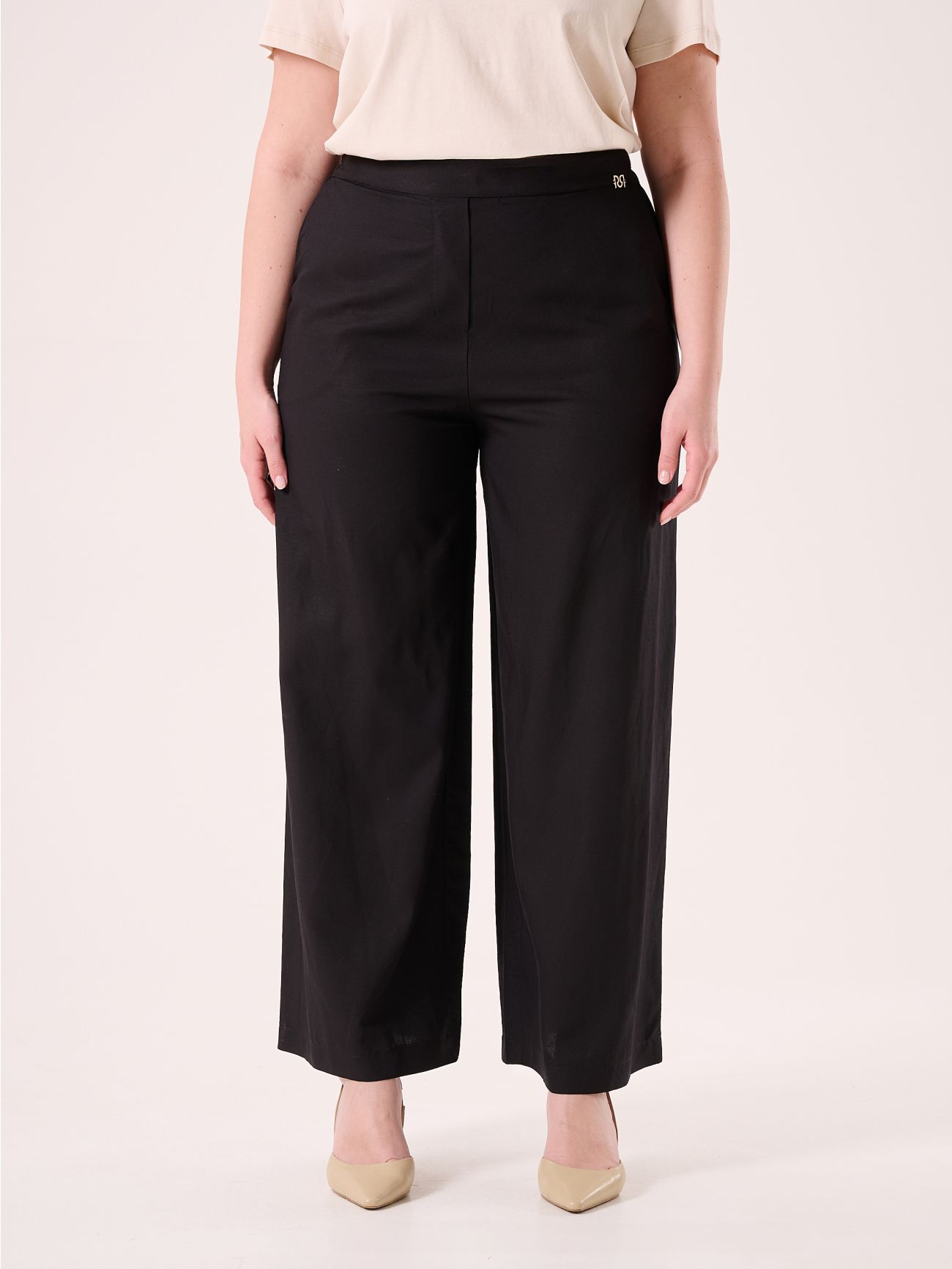 Curvy Black Trousers in Viscose Linen det_3