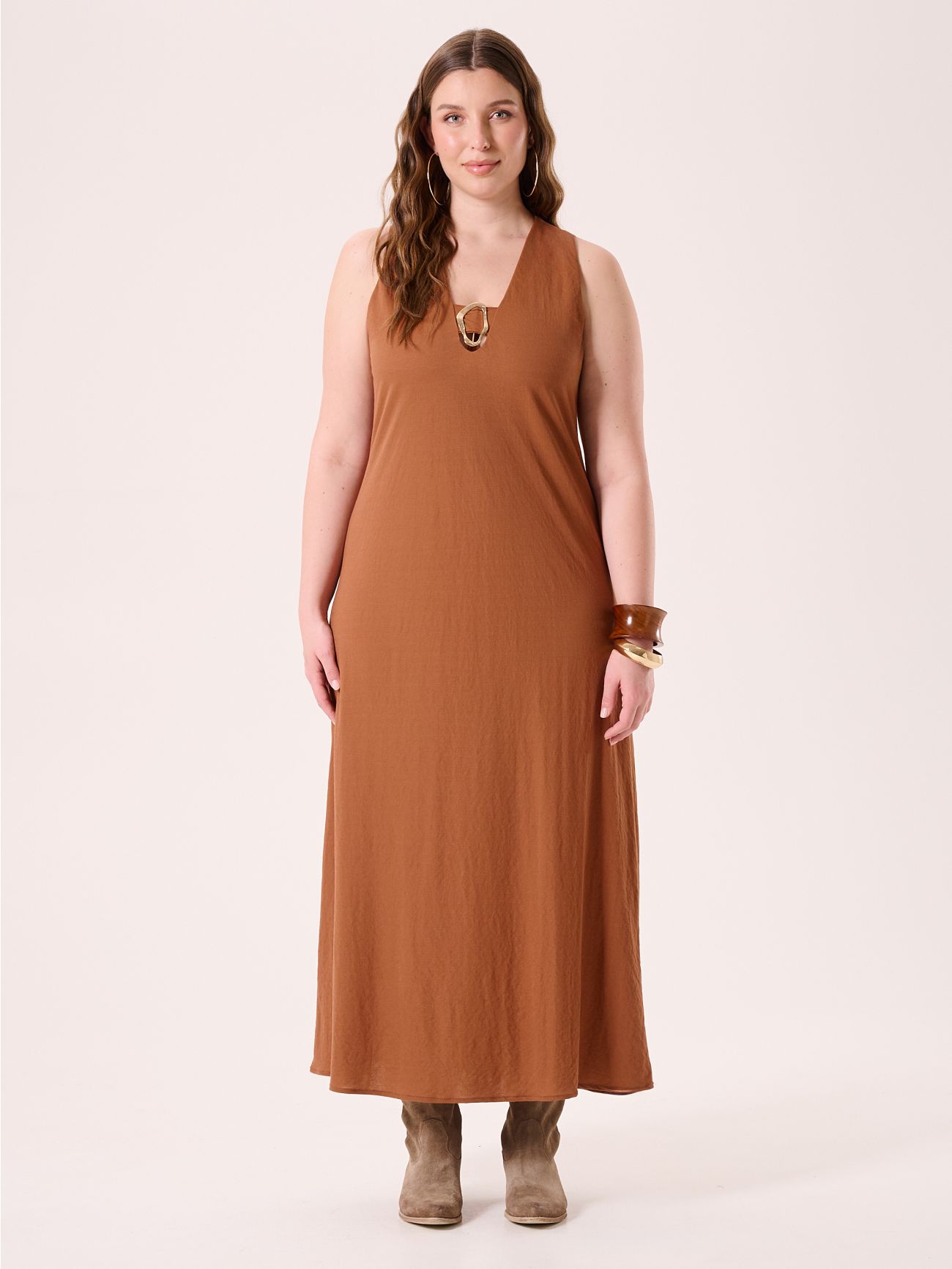 Abito Curvy Marrone in Viscosa det_1