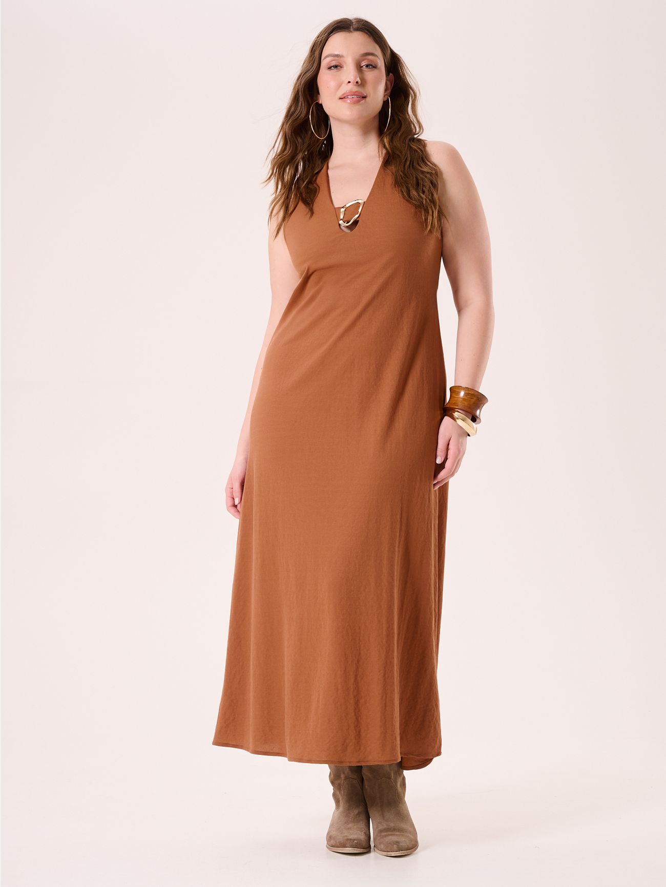 Abito Curvy Marrone in Viscosa in_i7