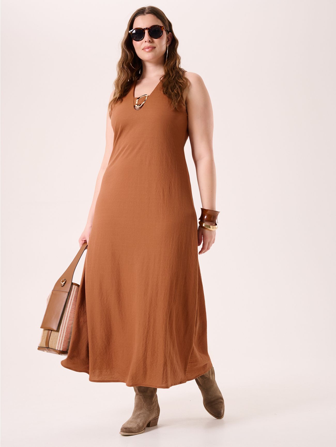Abito Curvy Marrone in Viscosa  Rinascimento