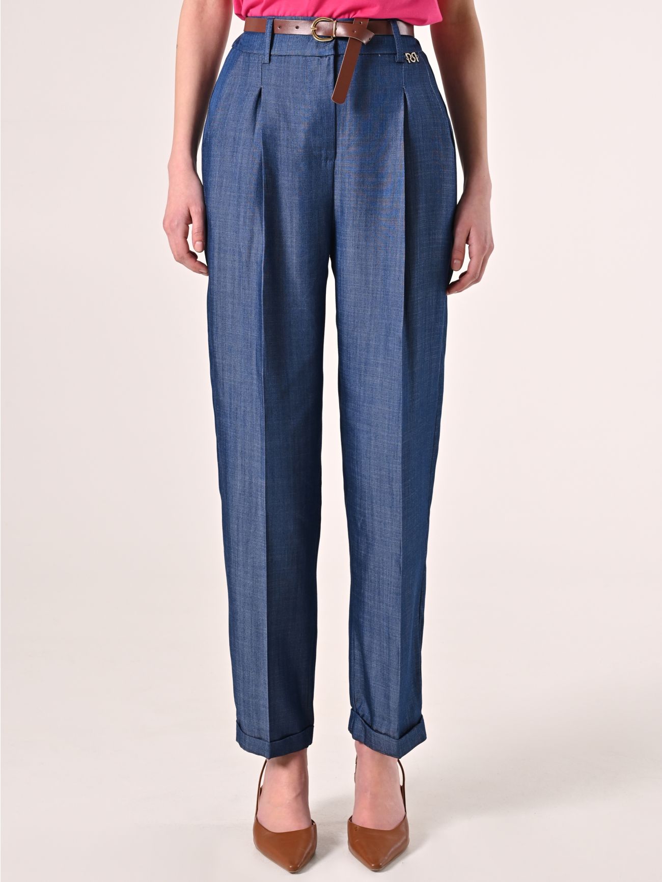 Hose aus Chambray mit Gürtel det_2