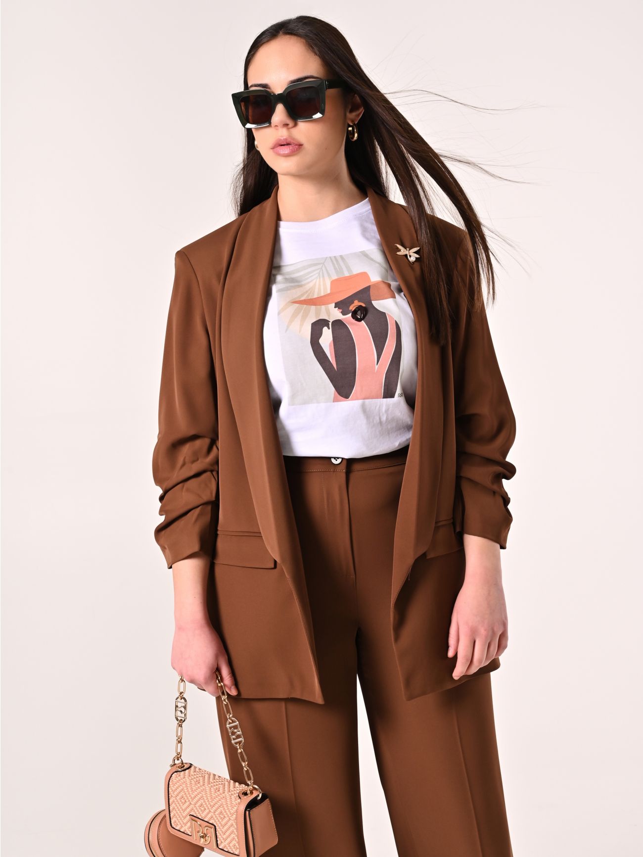 Curvy Chocolate Open Jacket  Rinascimento