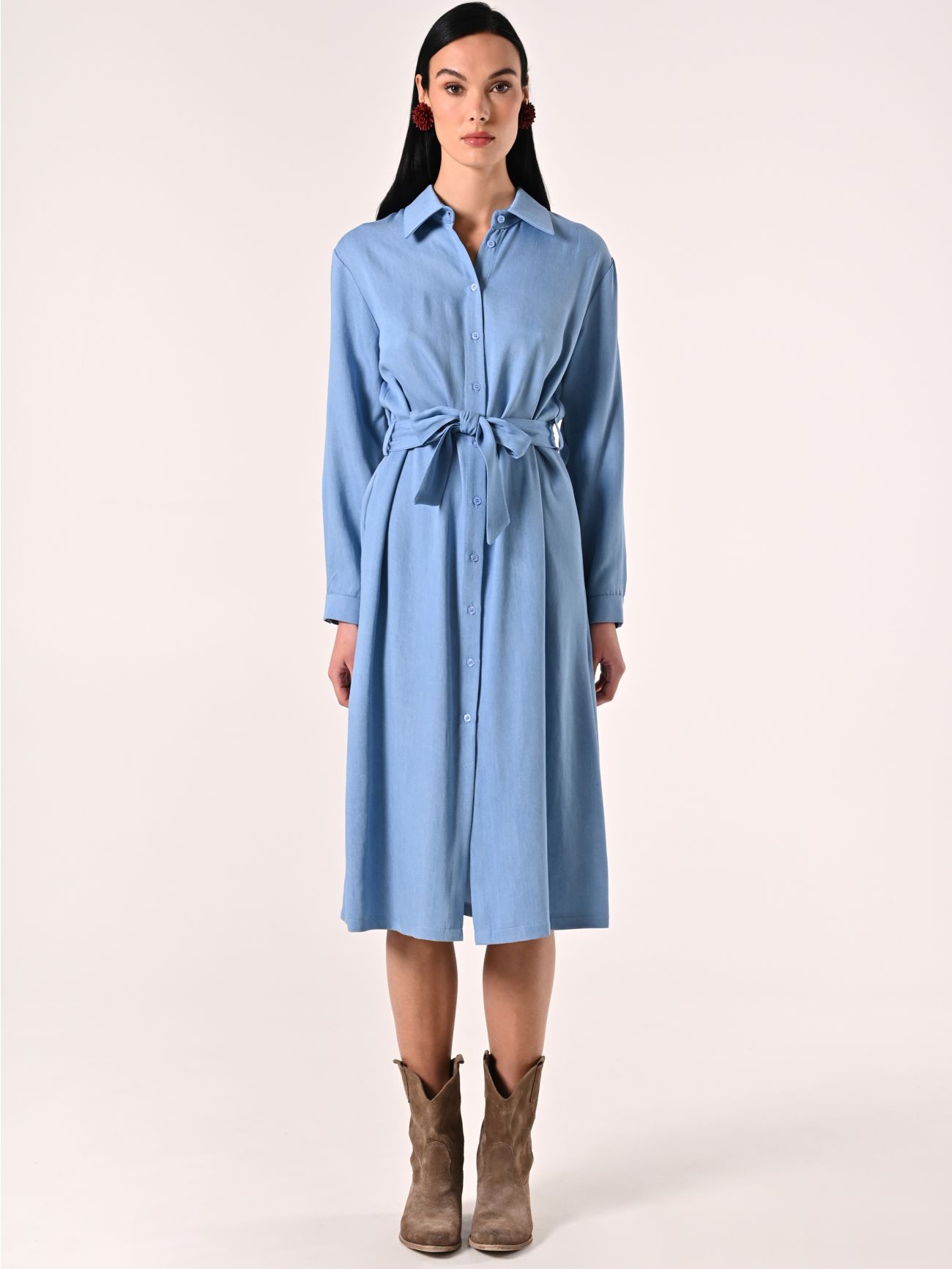 Hemdblusenkleid in Hellblau aus Cady det_1