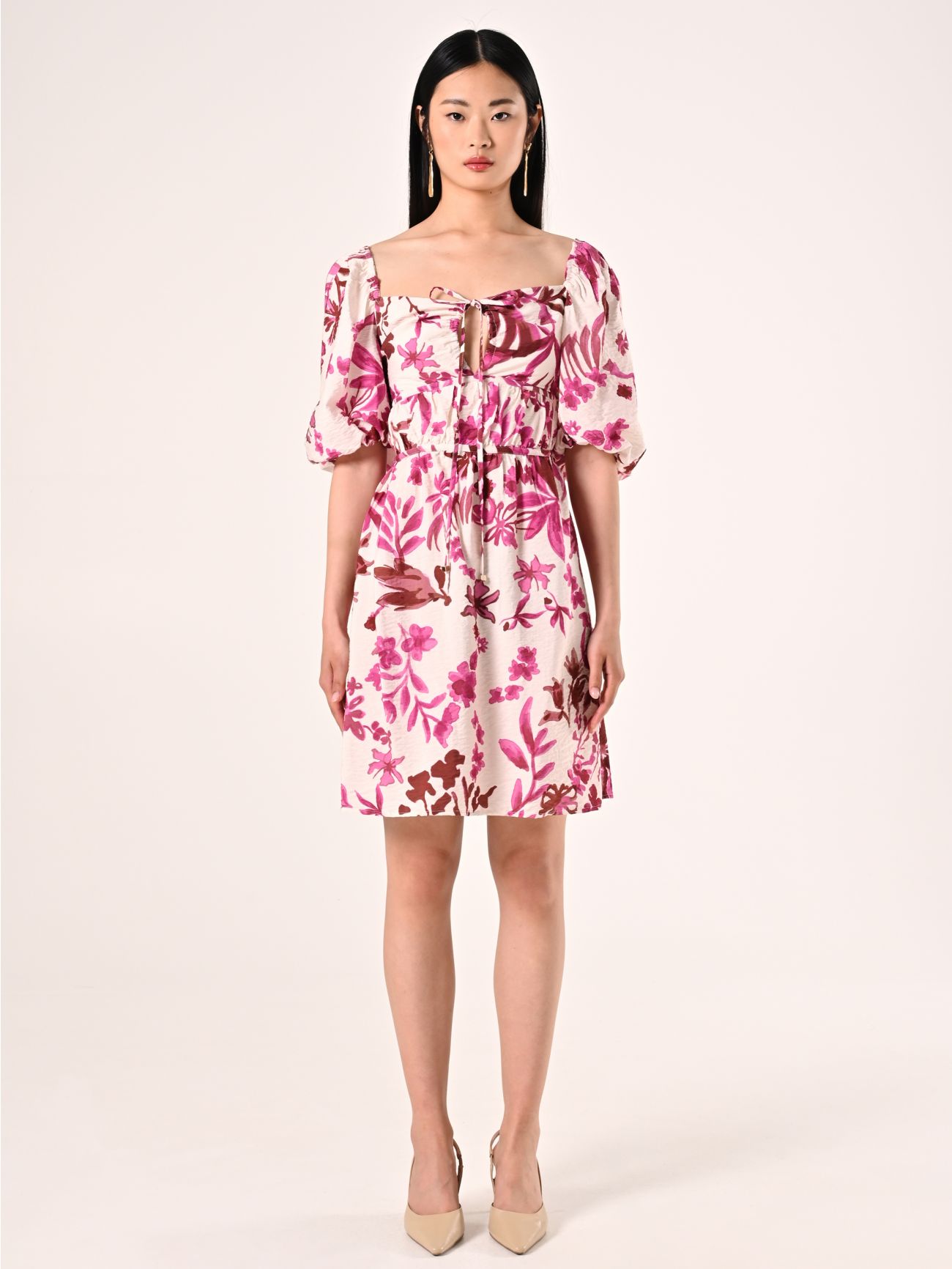 Vestido de estampado floral iris violeta det_1