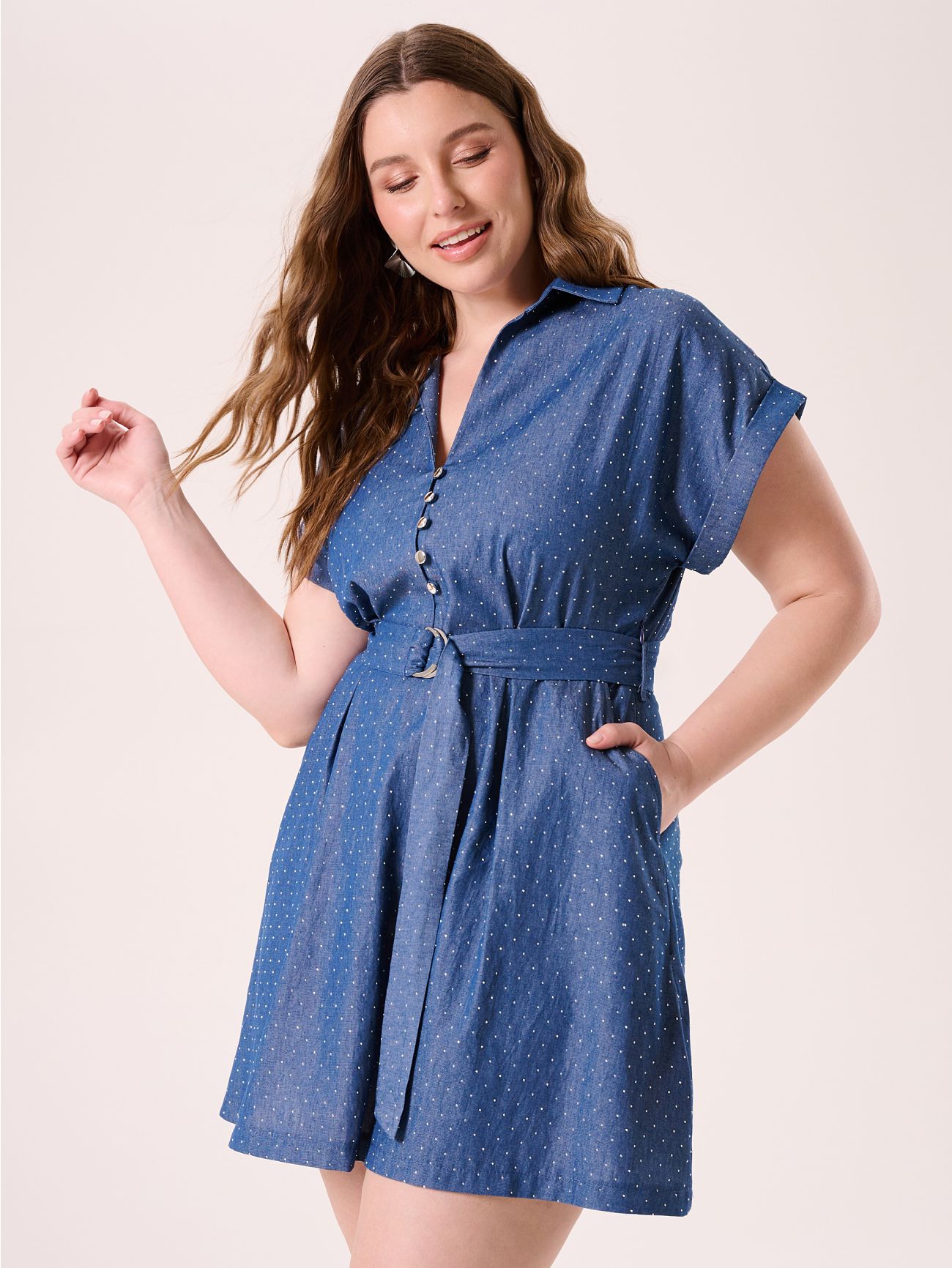 Abito Curvy in Chambray con Strass  Rinascimento
