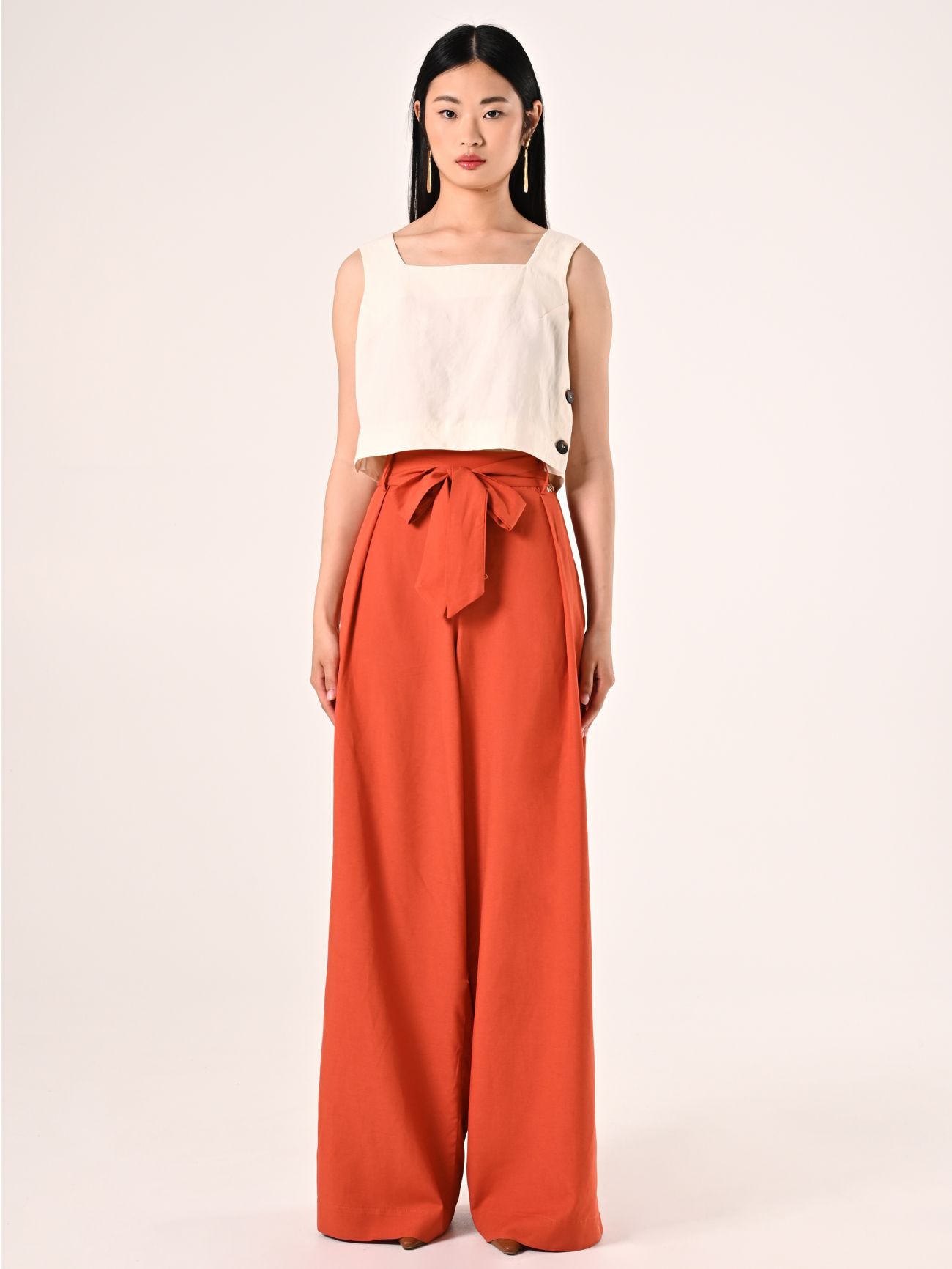 Orange Trousers in Viscose Blend det_1