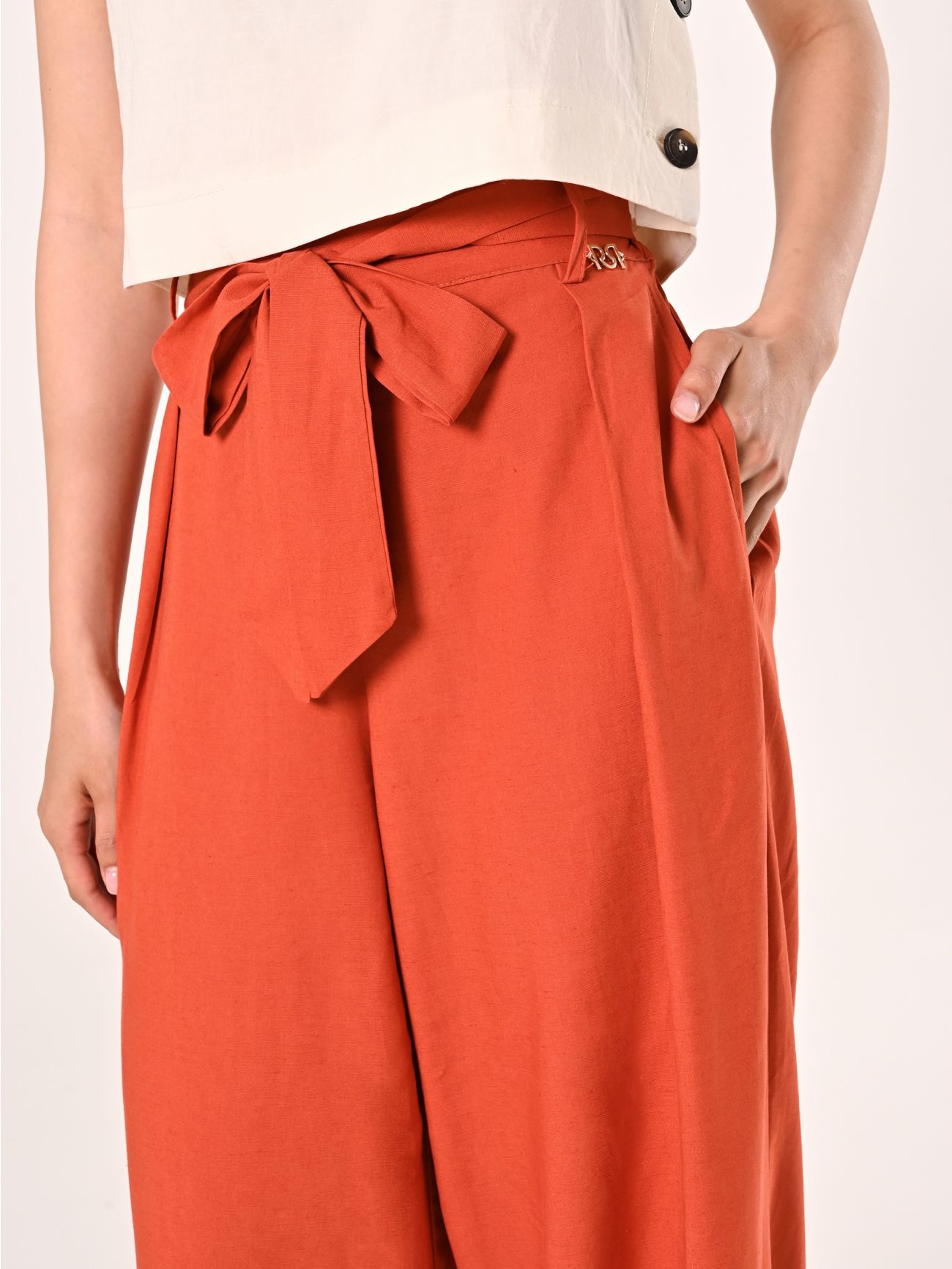 Orange Trousers in Viscose Blend in_i5