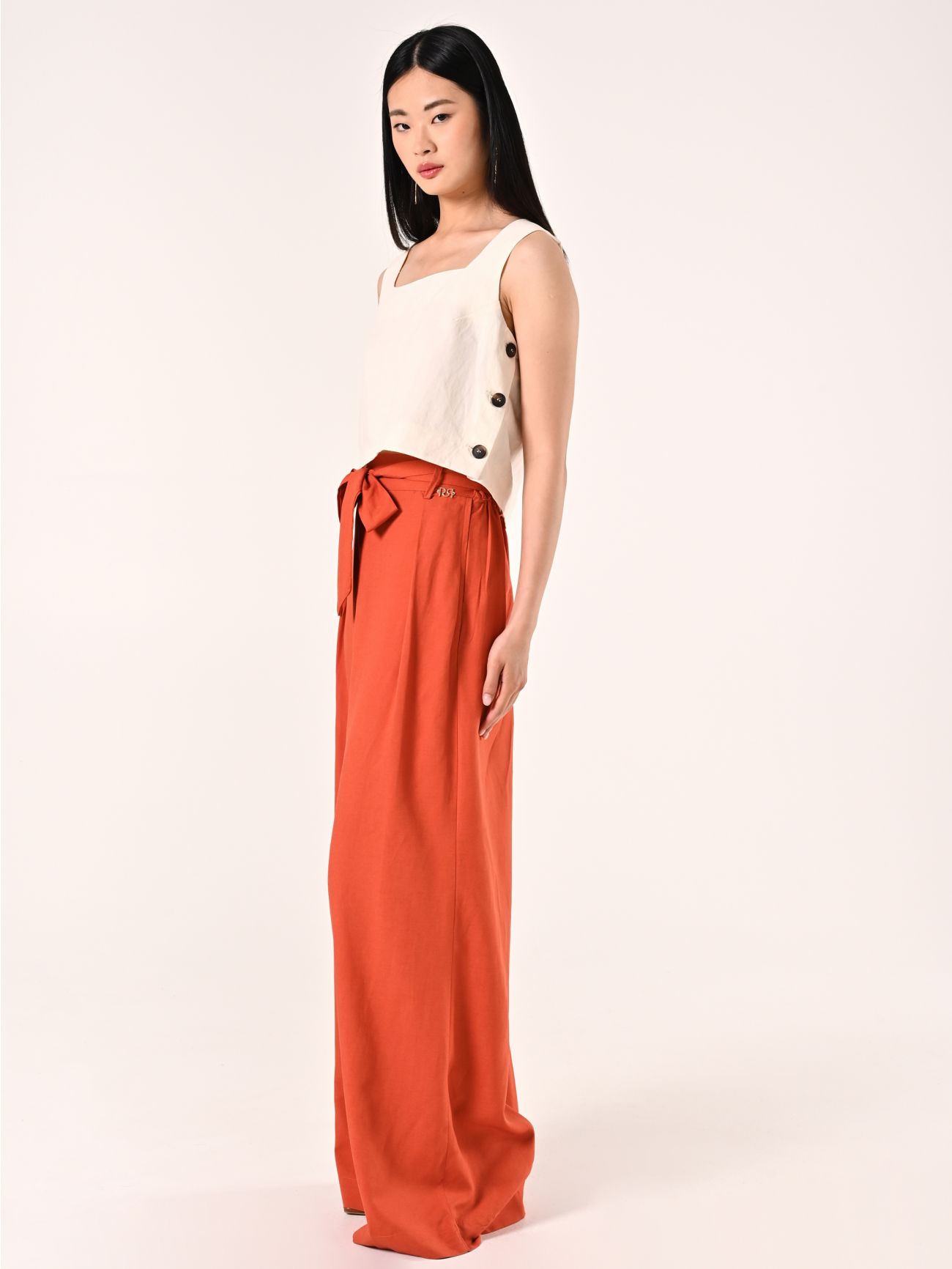 Orange Trousers in Viscose Blend in_i7