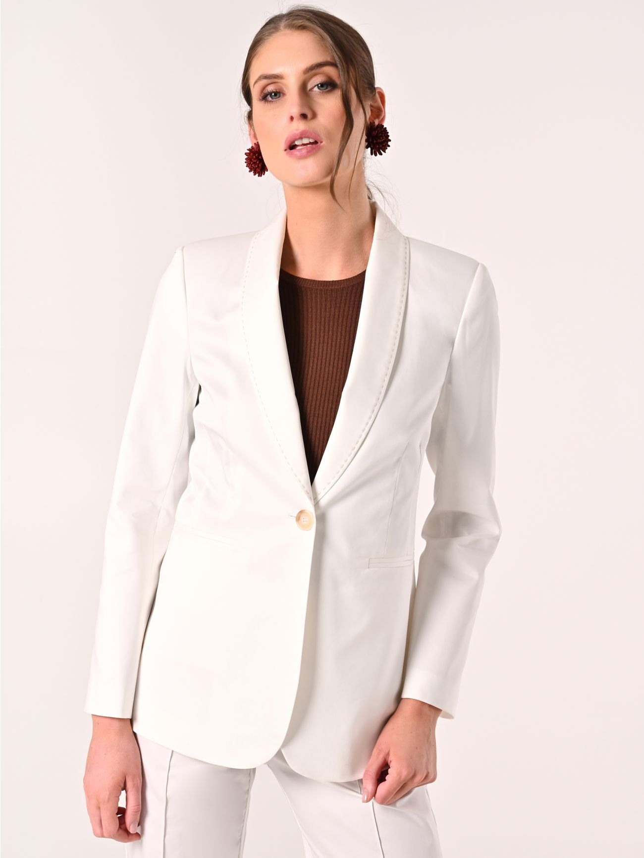 Jacke aus Baumwolle in Weiß mit Nähten in Kontrastfarbe in_i7