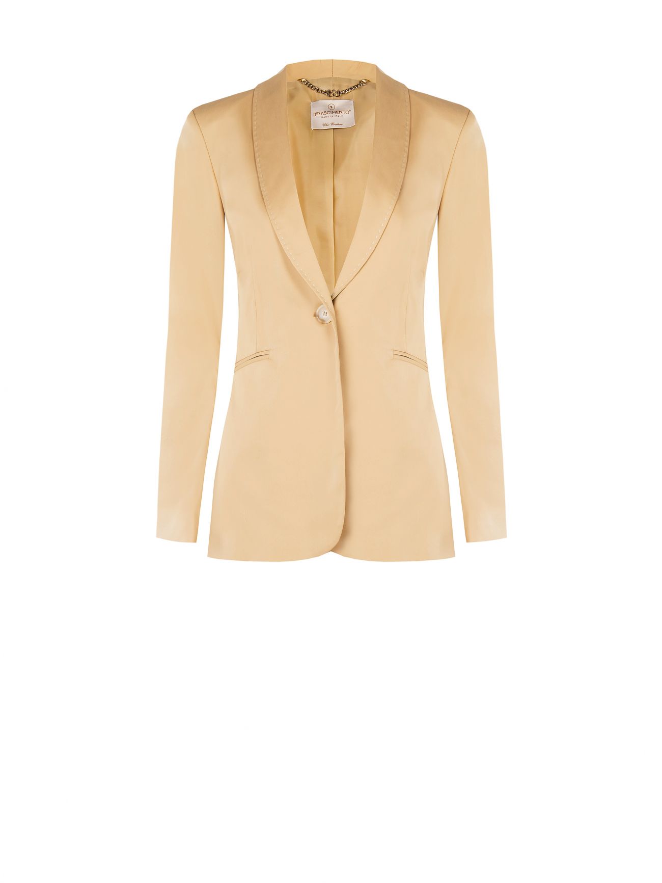 Veste beige foncé en coton avec coutures contrastées det_4
