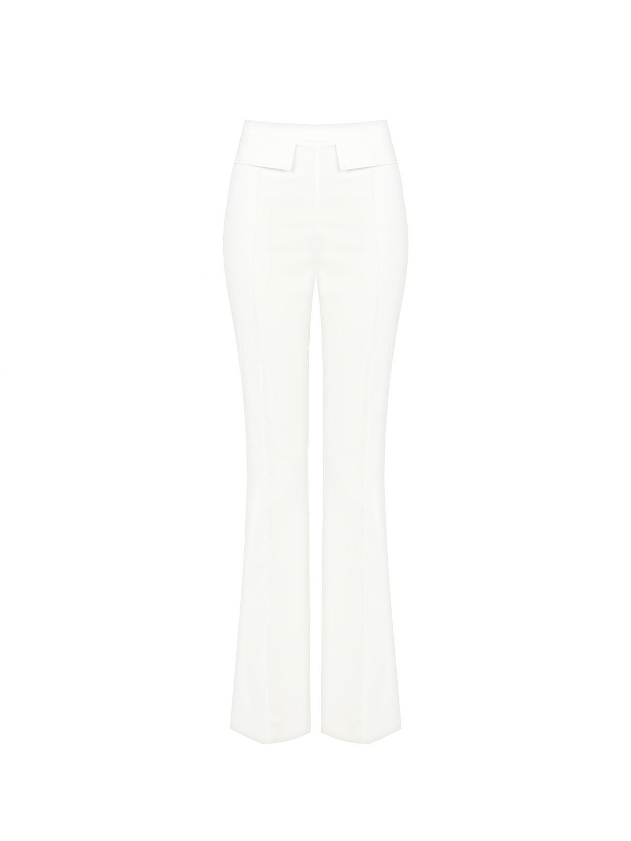 Pantaloni Bianchi  in Cotone con Patte det_4