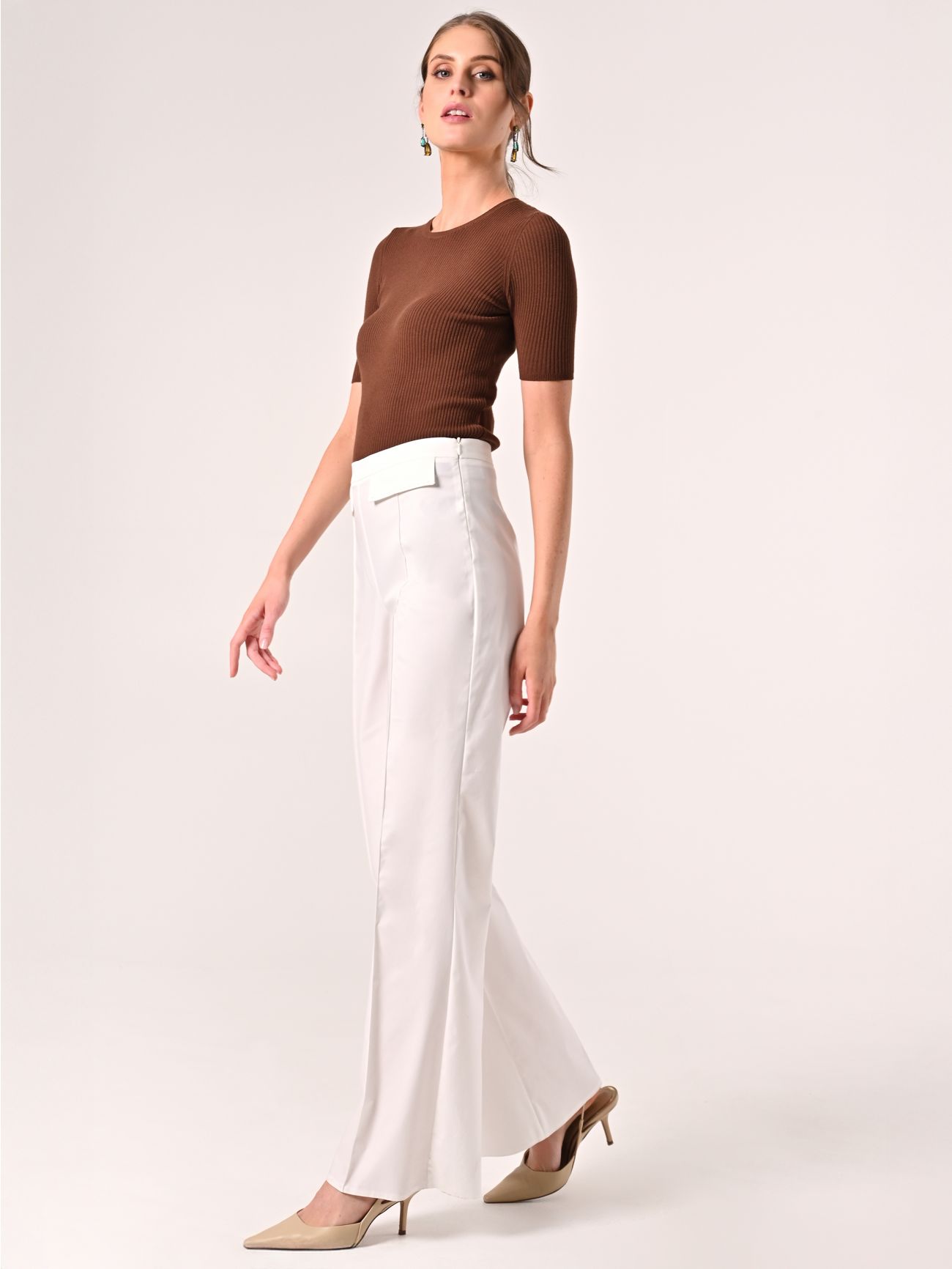 Pantaloni Bianchi  in Cotone con Patte in_i7
